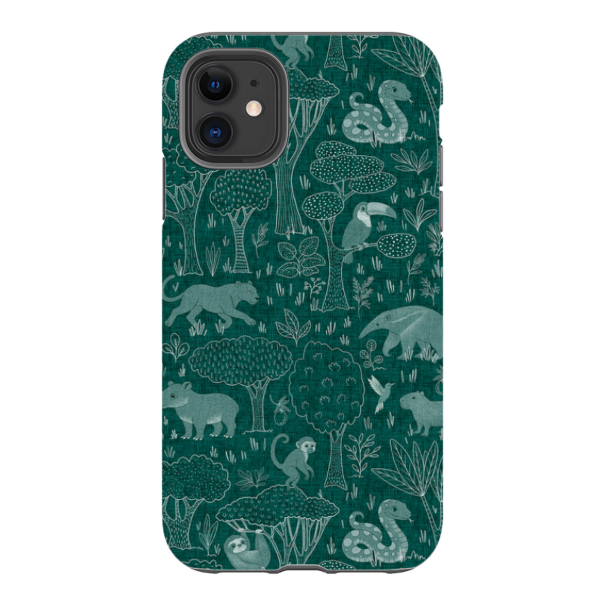 iPhone Tough Case - Tropical Jungle Animals teal By Katherine Quinn