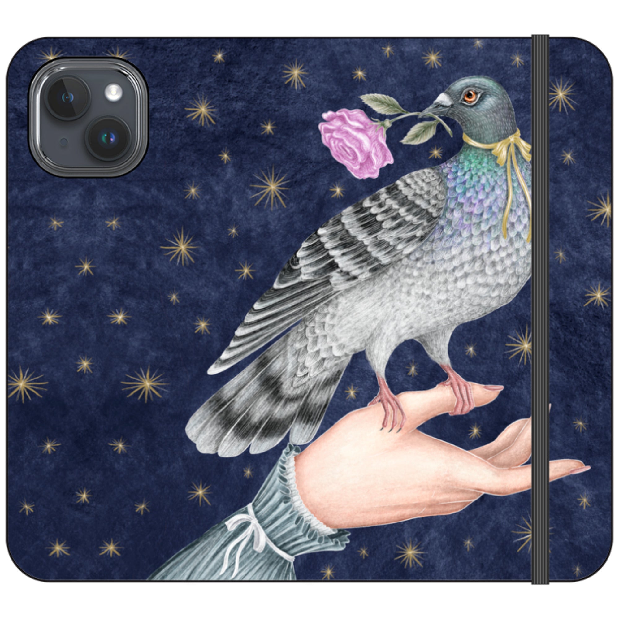 Pigeon With Rose Wallet Case By Catherine Rowe