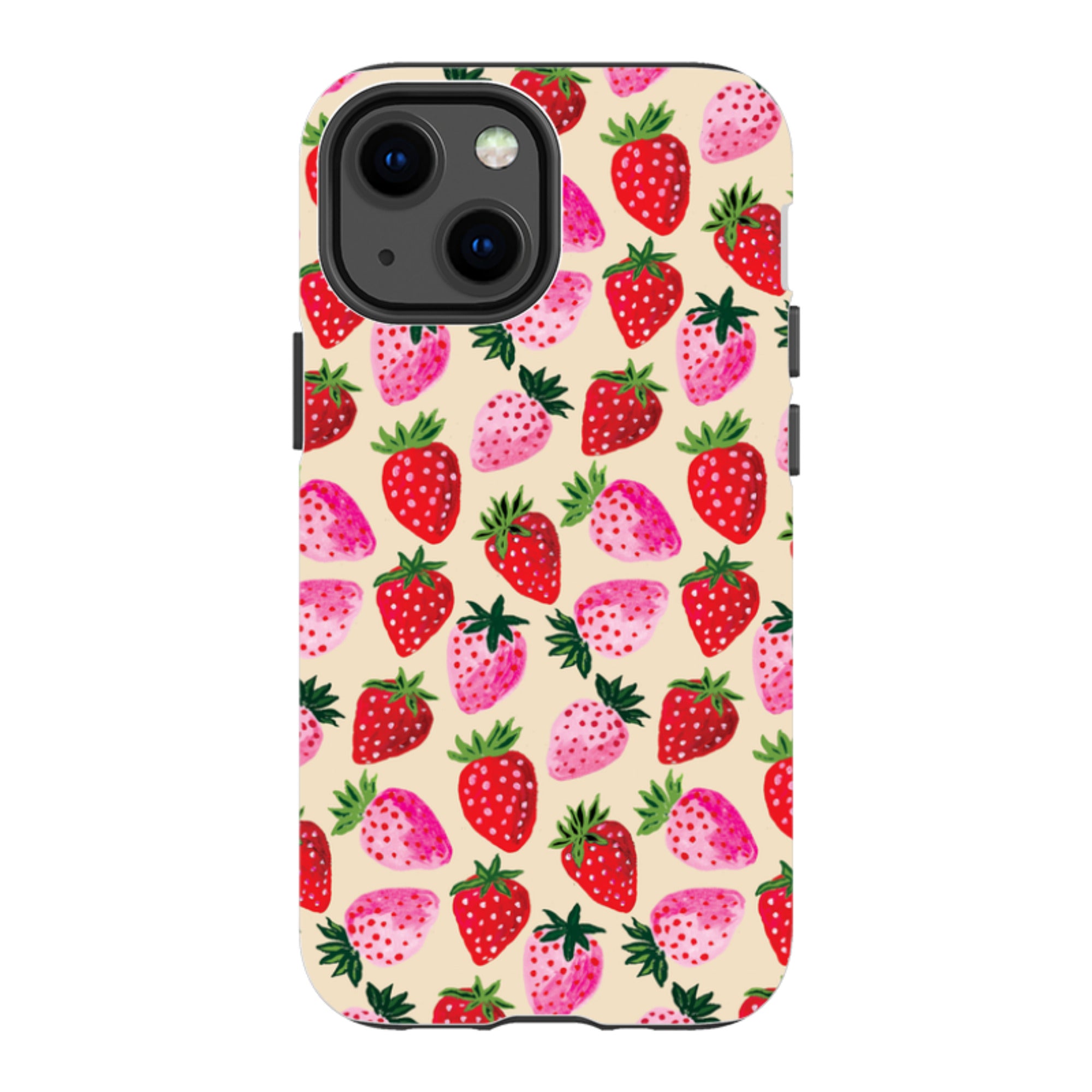 iPhone Tough Case - Strawberry Scatter Cream By Emma Frances Grant