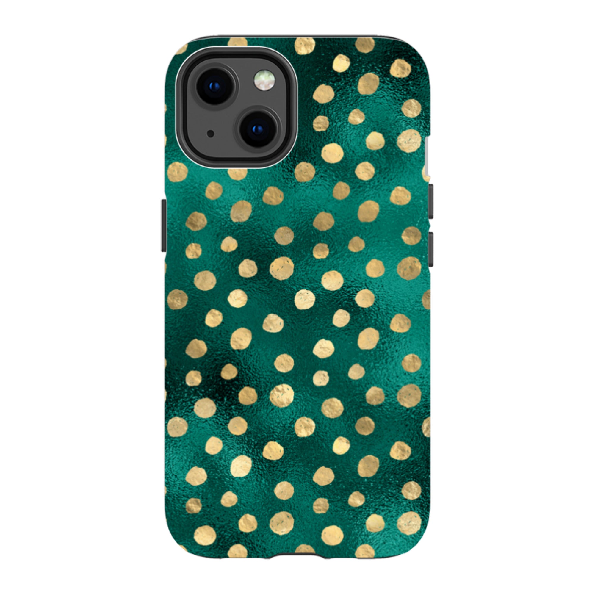 iPhone Tough Case - Forest and Gold Dots