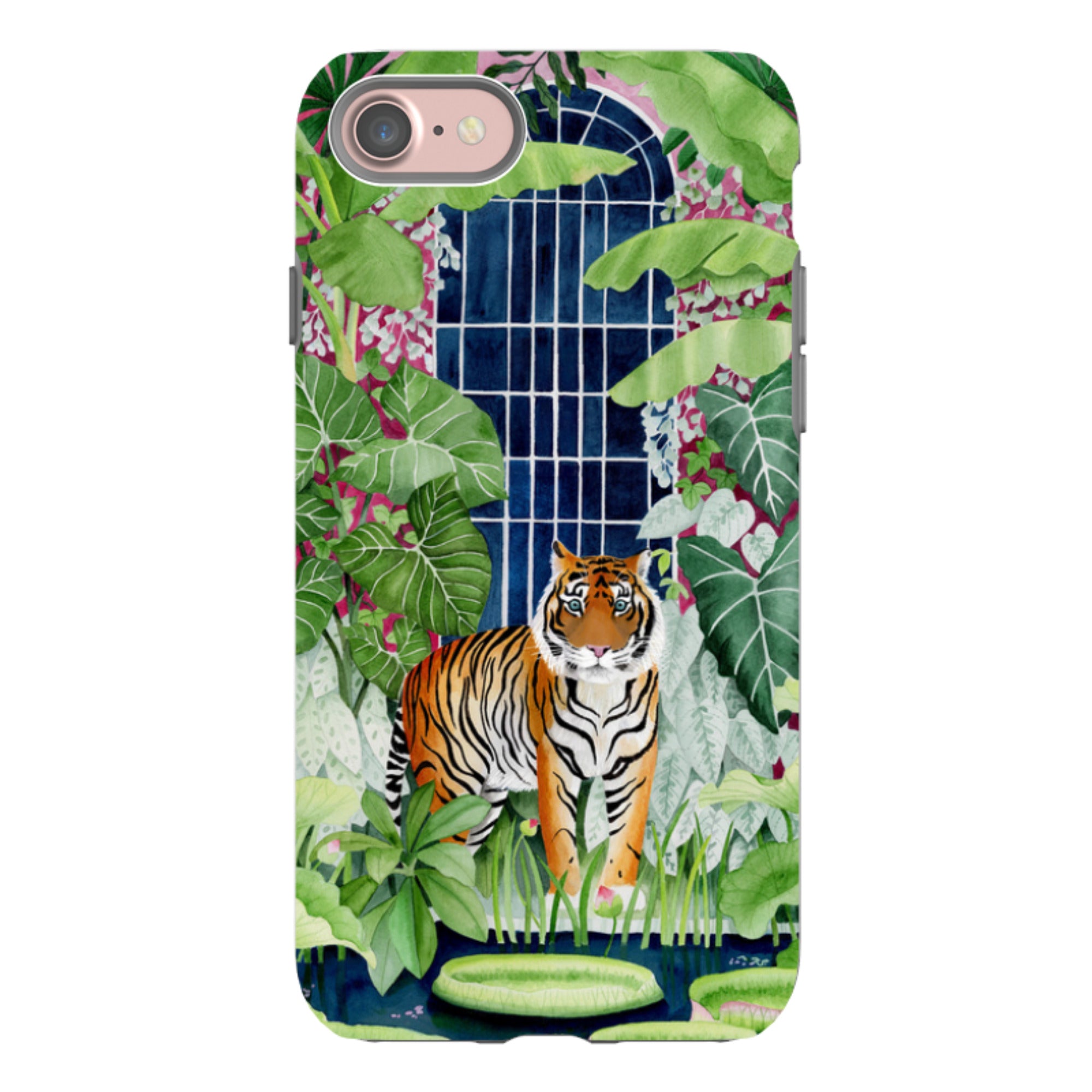 iPhone Tough Case - Green House Tiger By Bex Parkin
