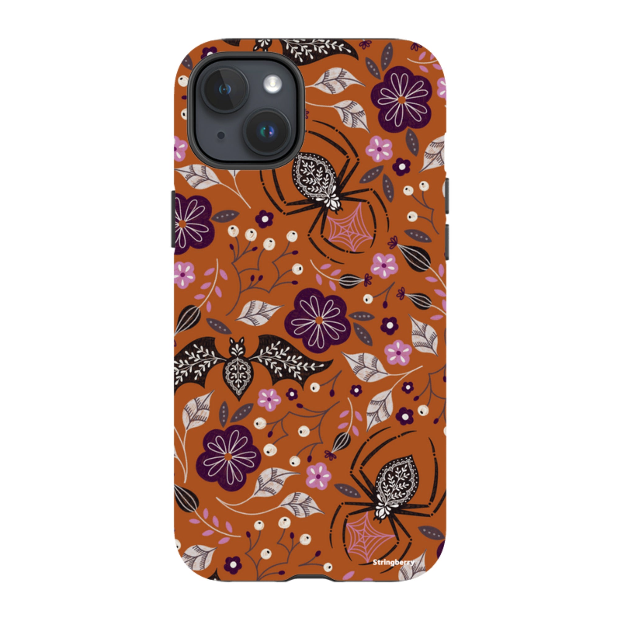 iPhone MagSafe Tough Case -  Spider Bat Pattern Orange By Jenny Zemanek