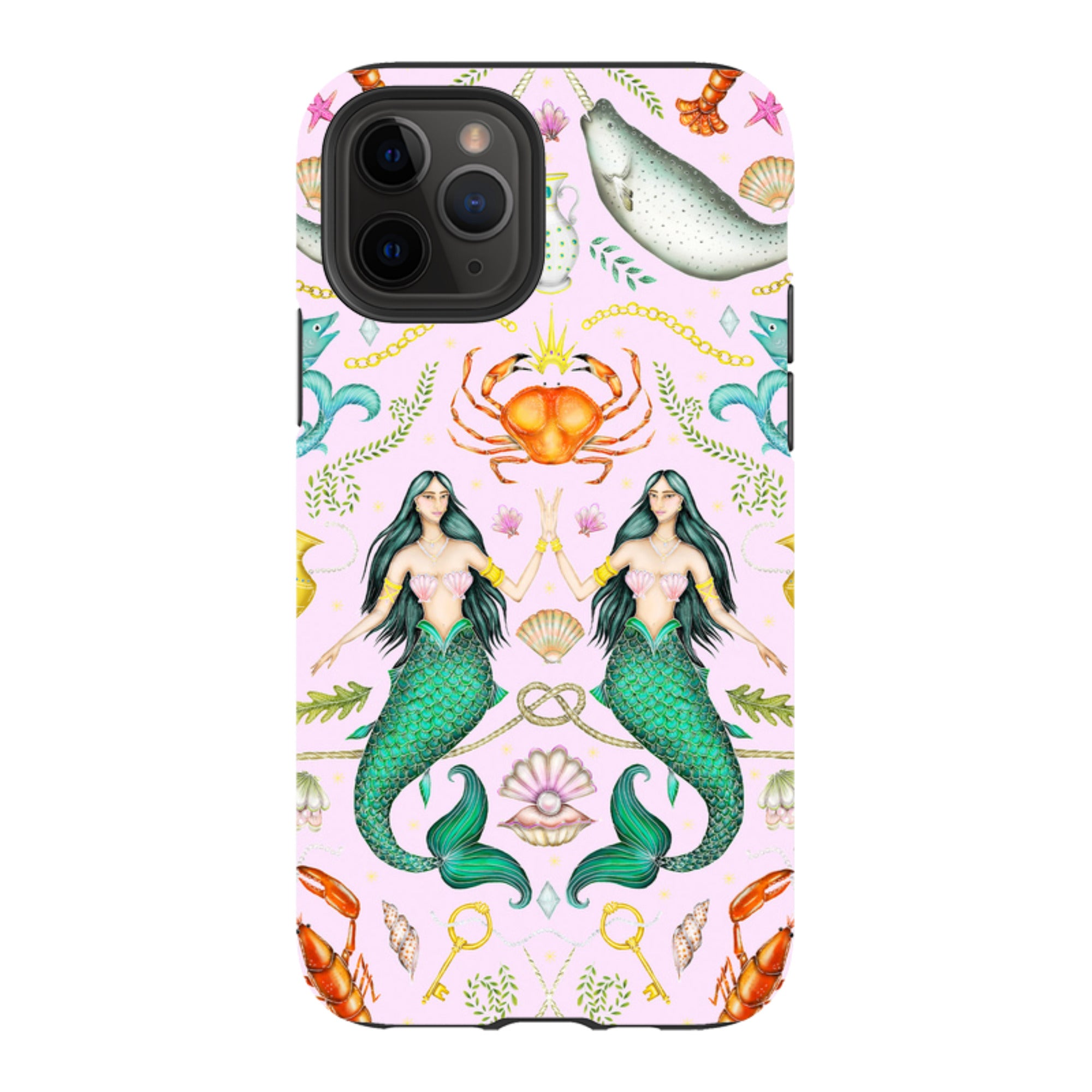 iPhone Tough Case - Tritons Treasure Pink By Catherine Rowe
