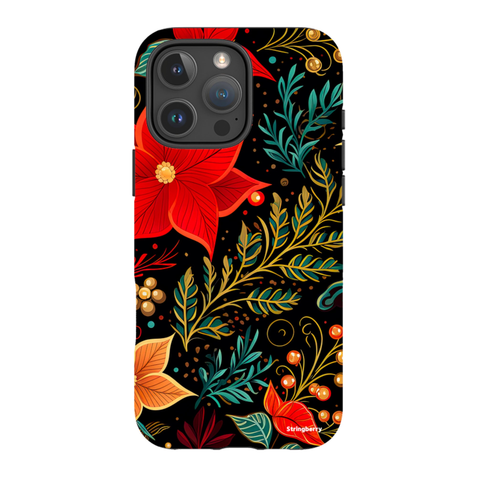 iPhone MagSafe Tough Case - Red Winter Floral II