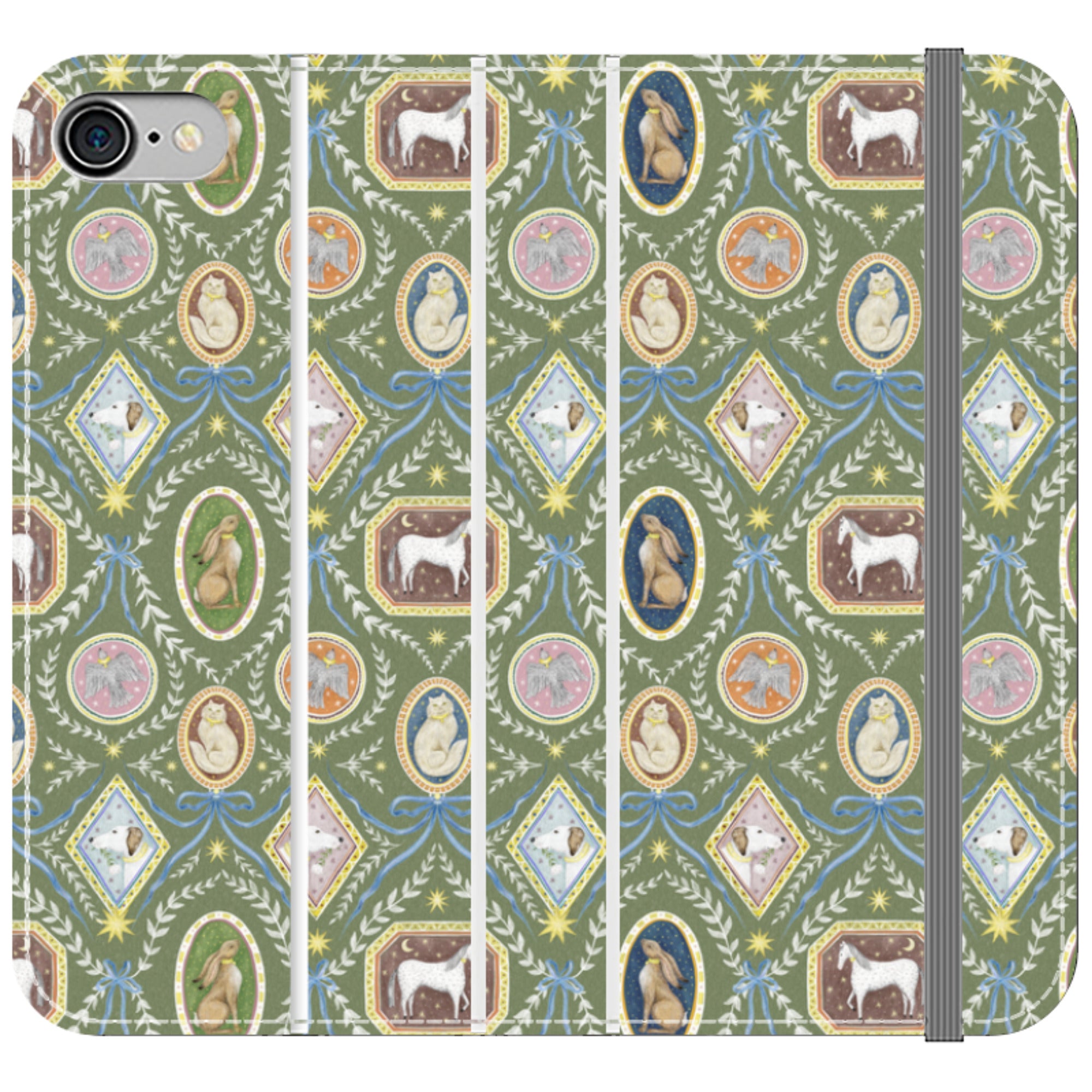 Charleston Moss Green Wallet Case By Catherine Rowe