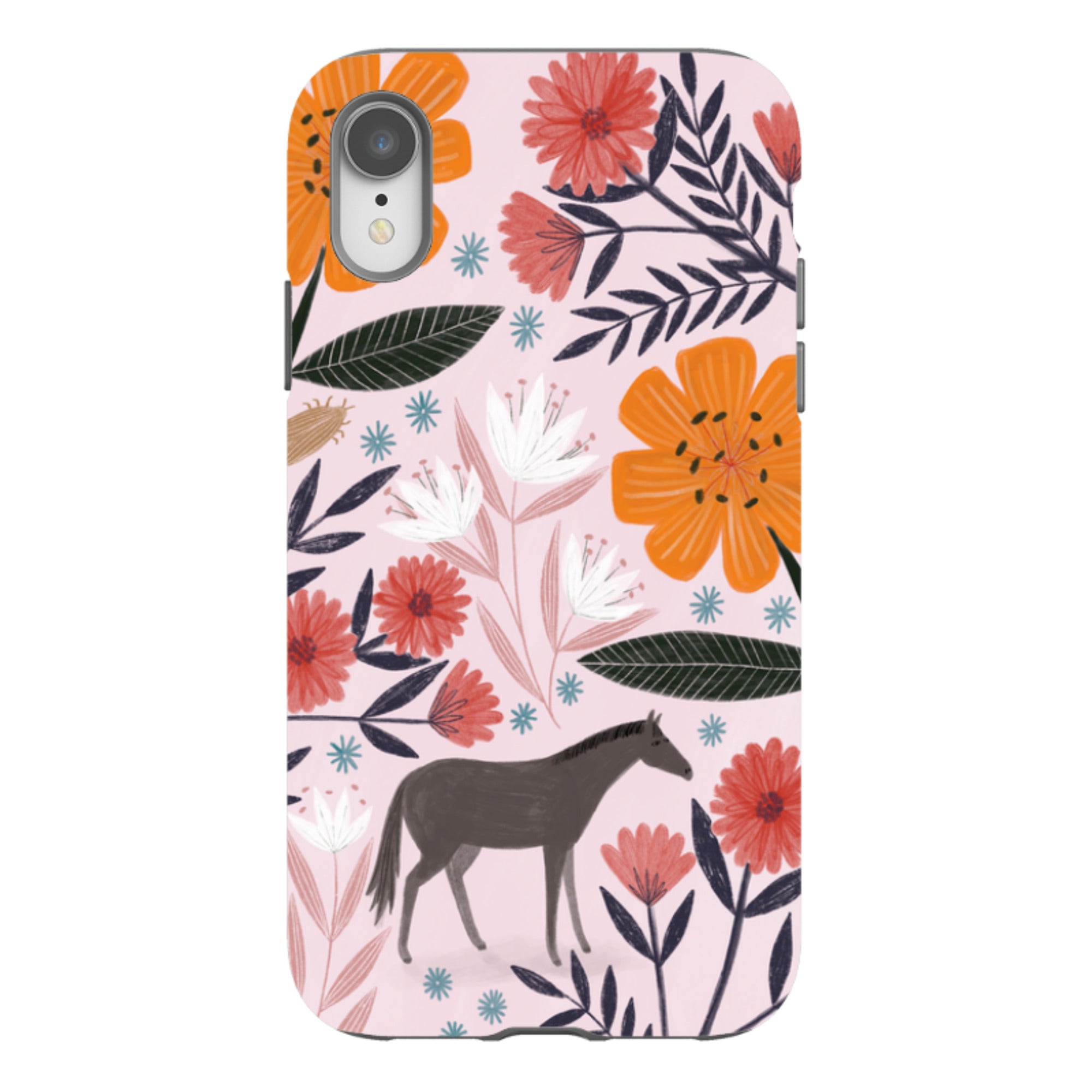 iPhone Tough Case - Pink Horse Floral By Lee Foster Wilson
