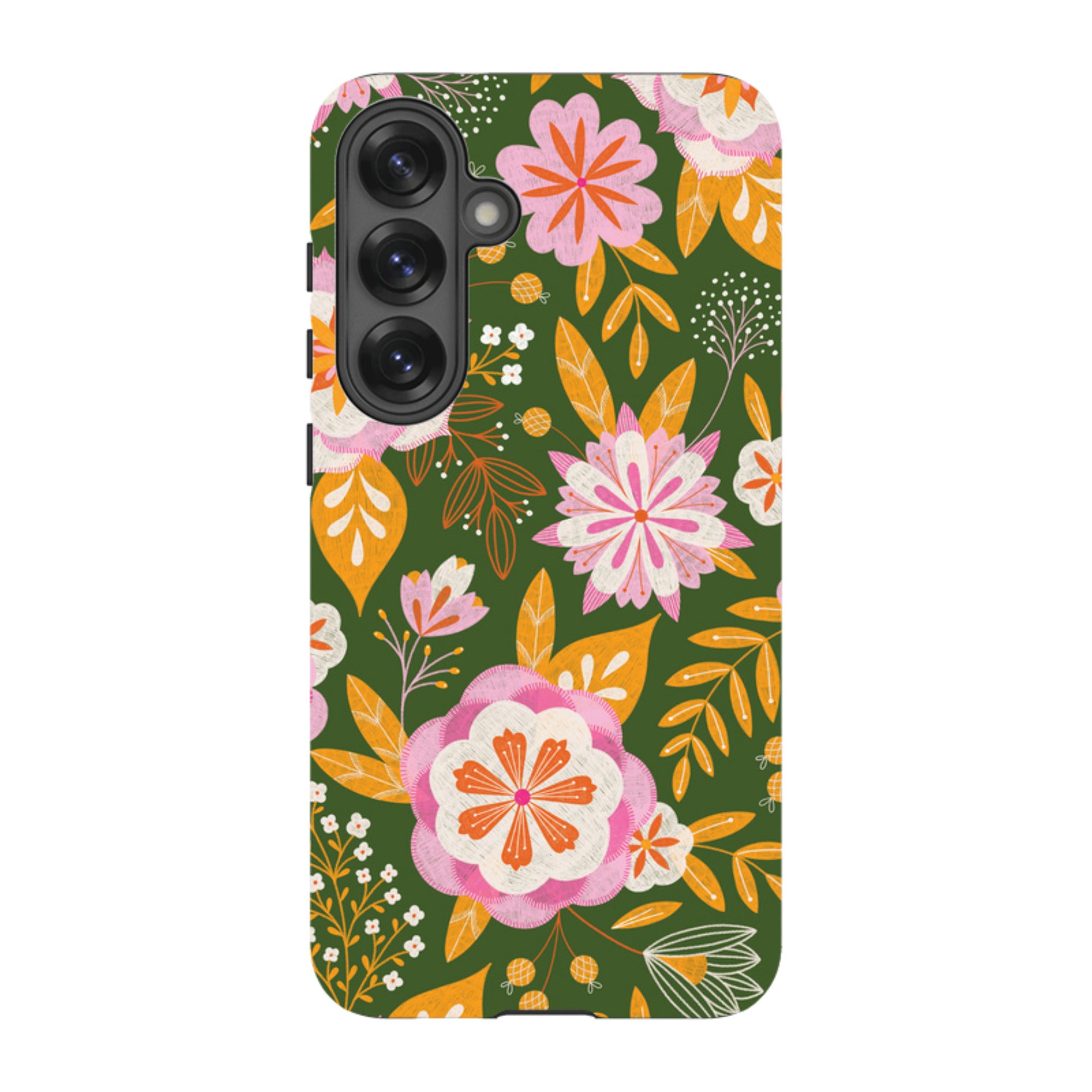 Samsung Tough Case - Big Bold Blooms Green By Jenny Zemanek
