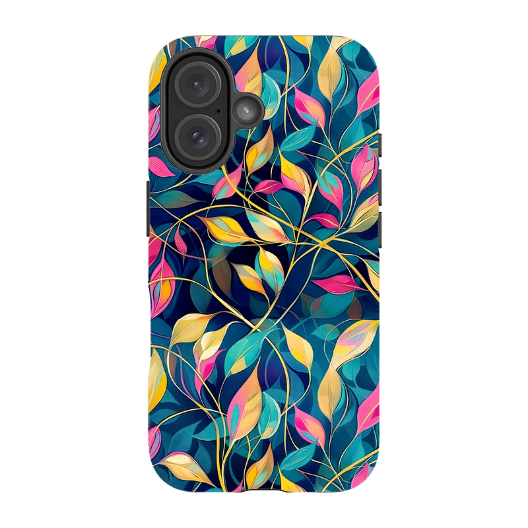 iPhone Case - Pink and Teal Leaves
