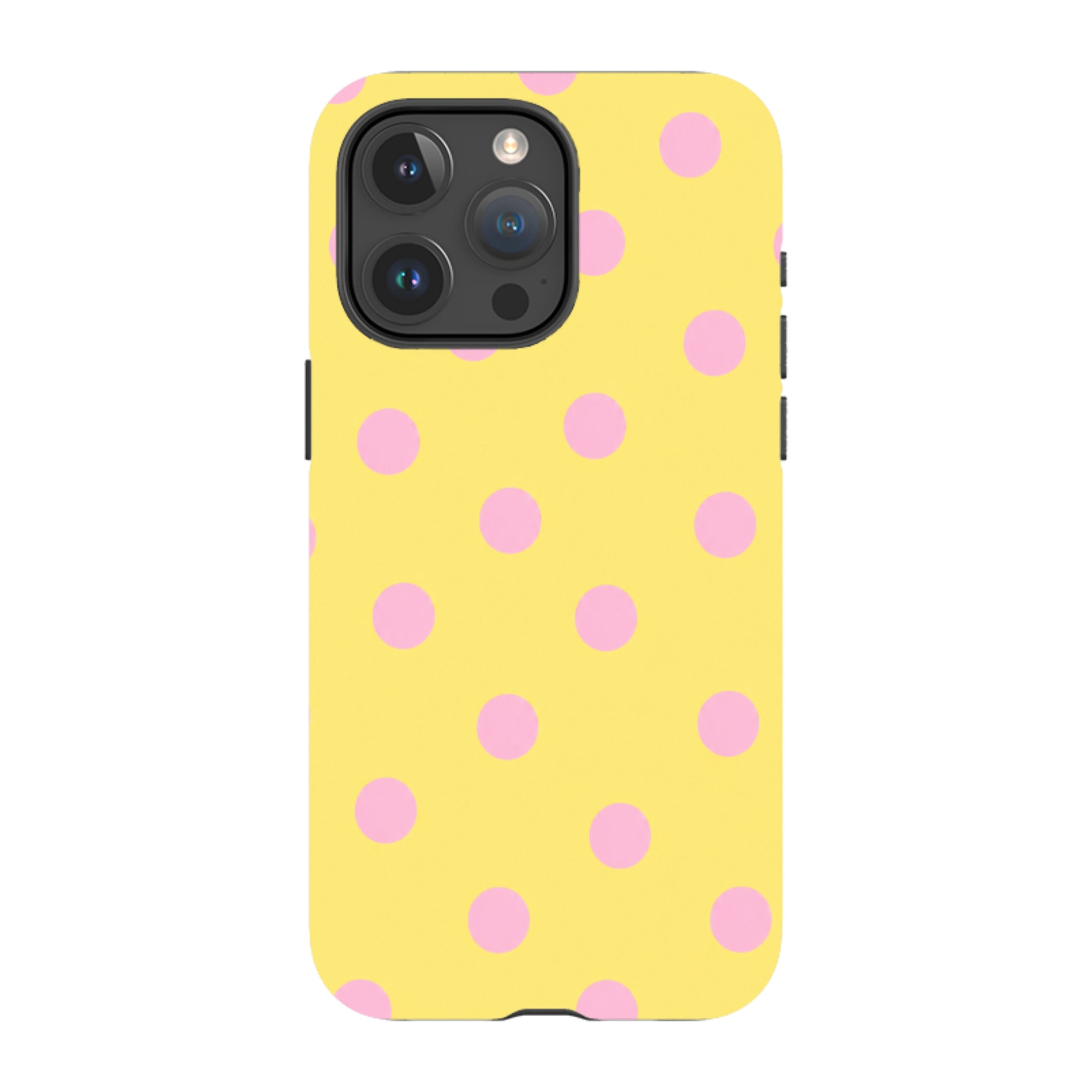 iPhone Tough Case - Yellow & Pink Polka Dot