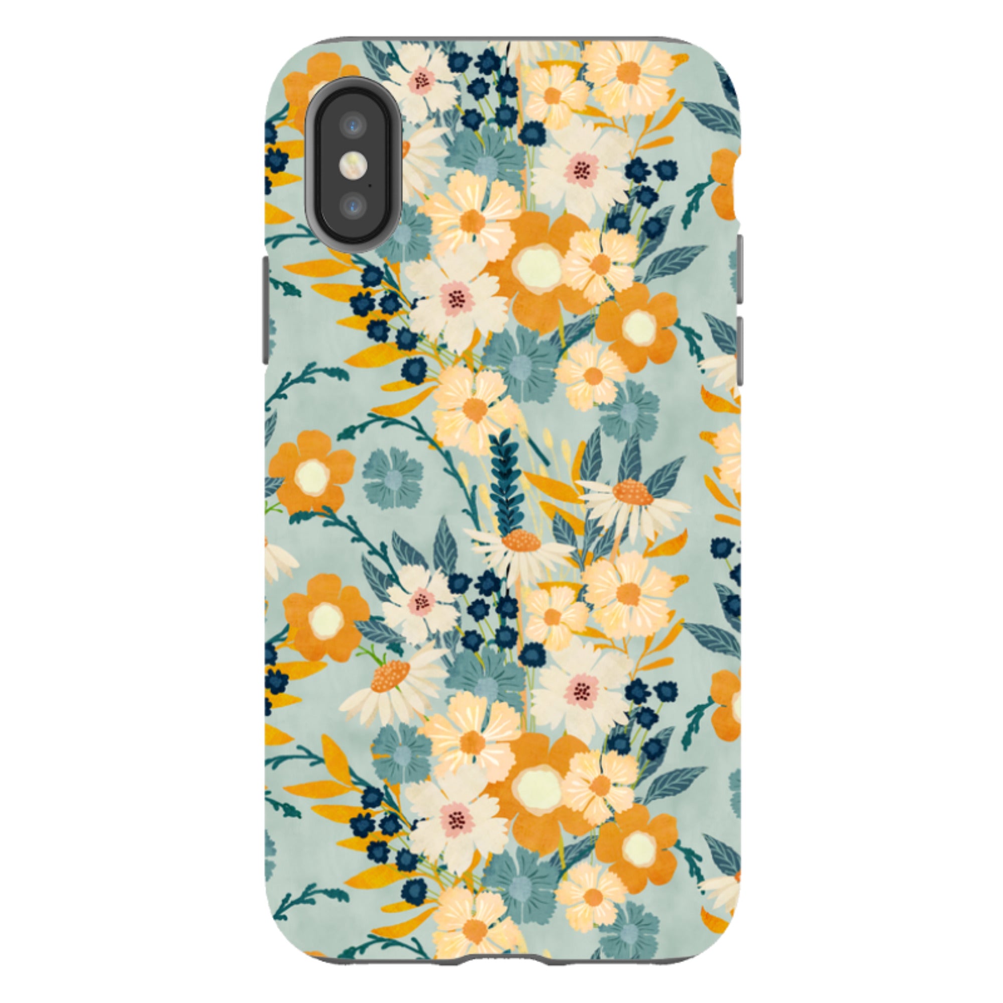 iPhone Tough Case - Yellow And Blue Floral By Katherine Quinn