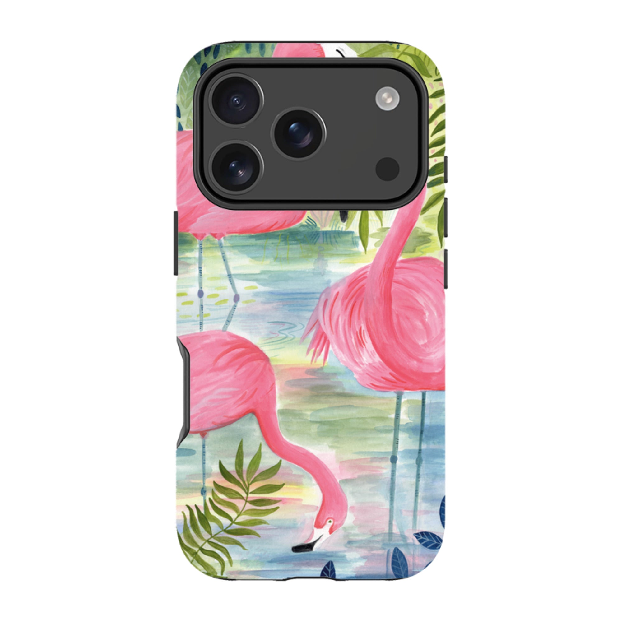 iPhone Tough Case - Three Flamingo By Bex Parkin