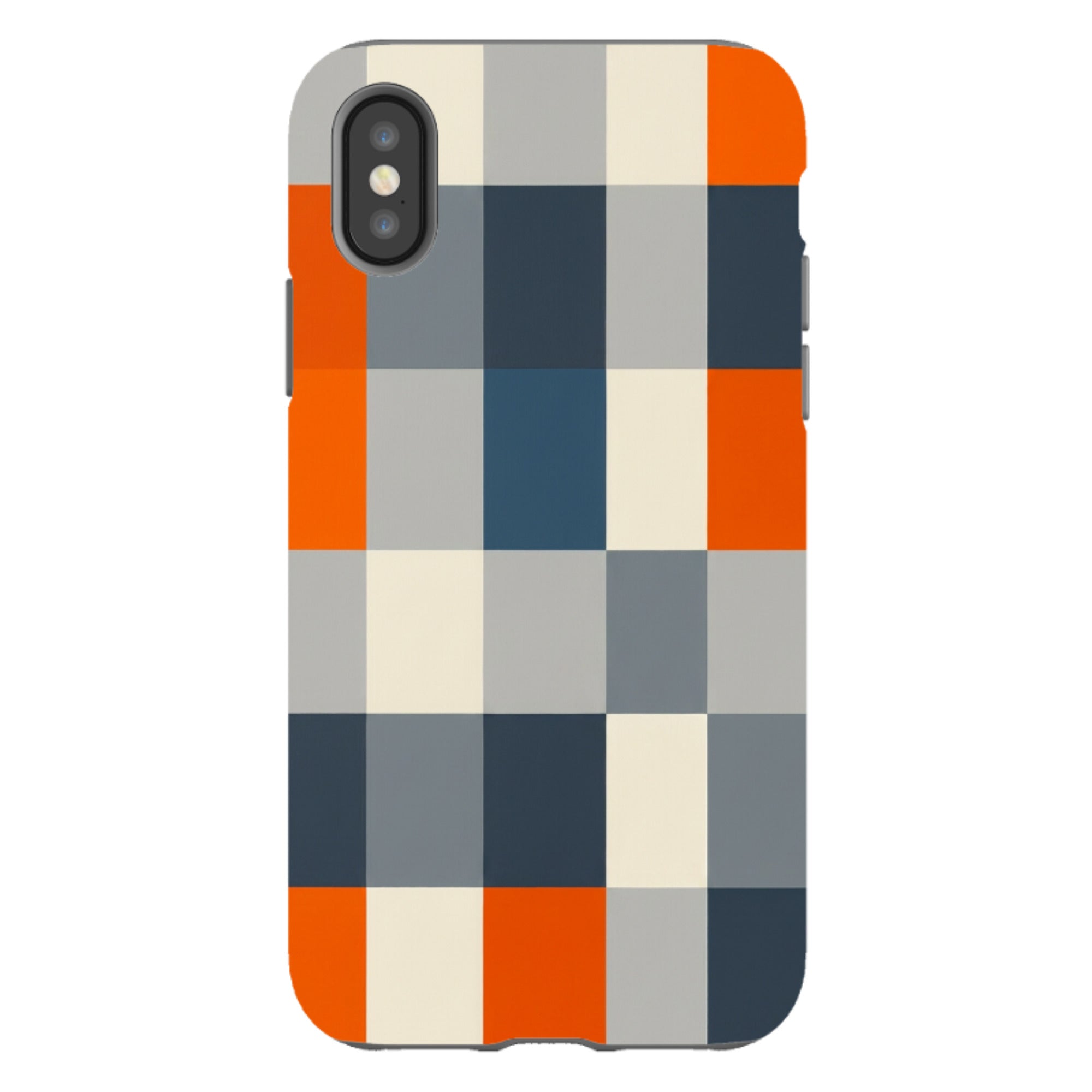 iPhone Tough Case - Navy Blue & Orange Plaid