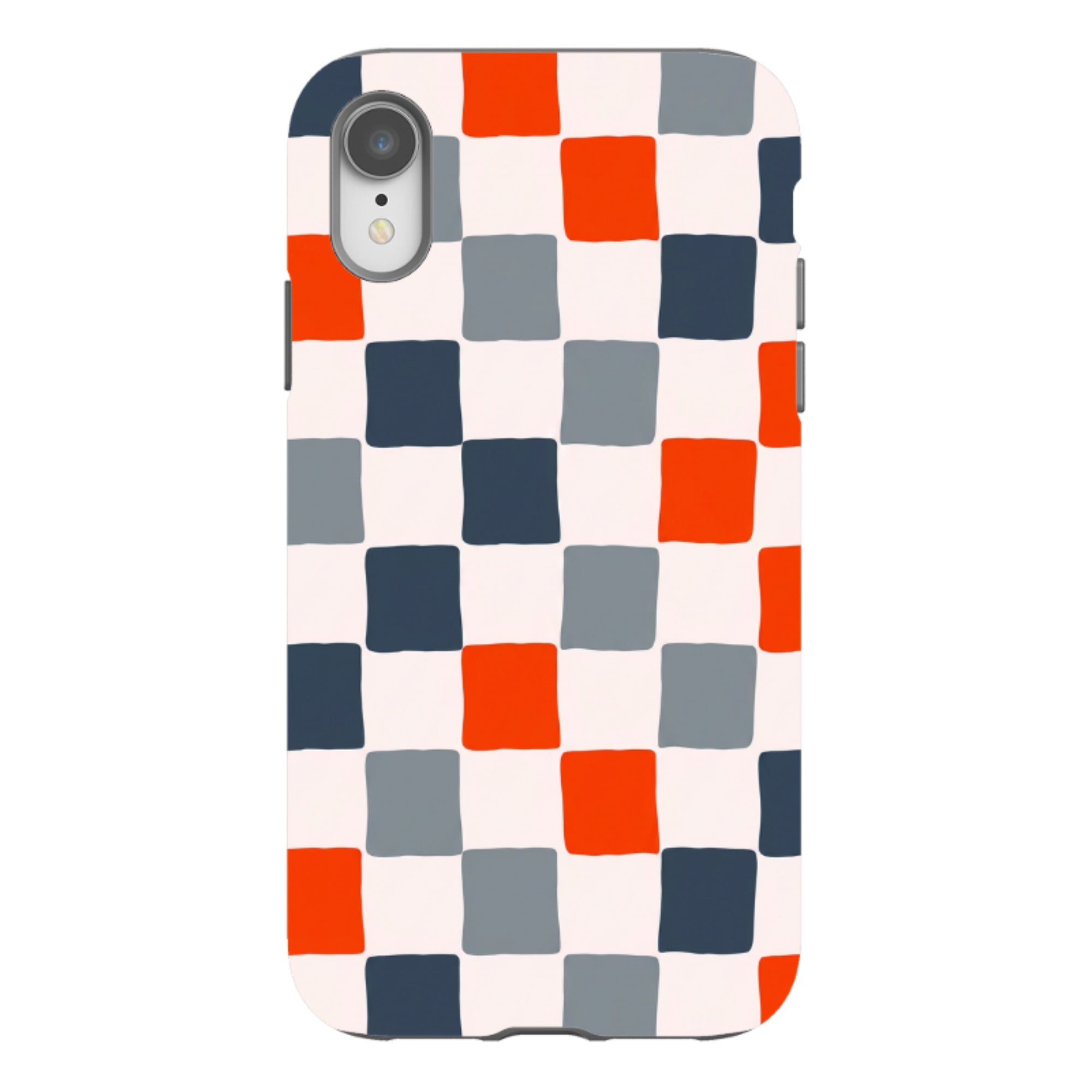 iPhone Tough Case - Orange & Navy Checkerboard