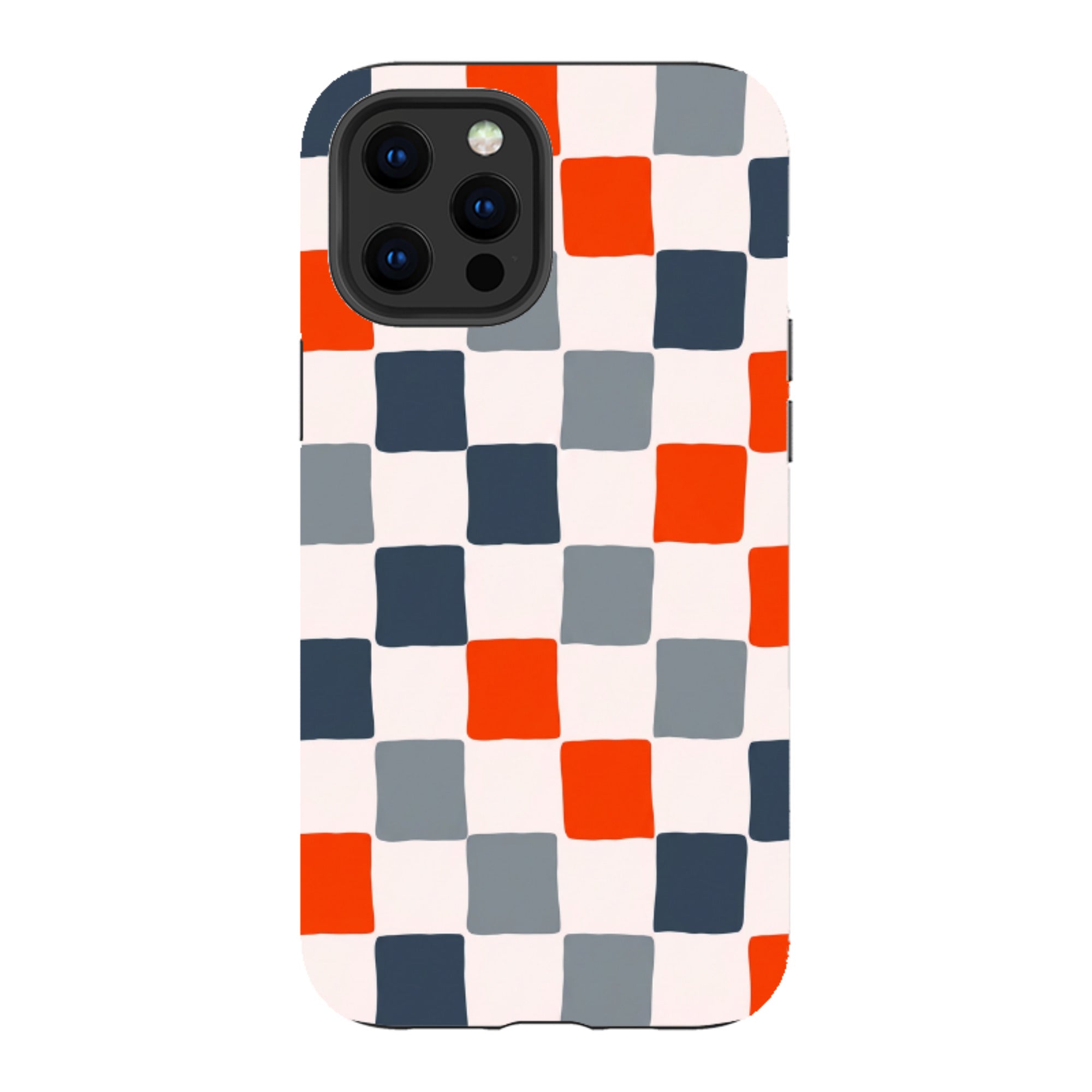 iPhone Tough Case - Orange & Navy Checkerboard