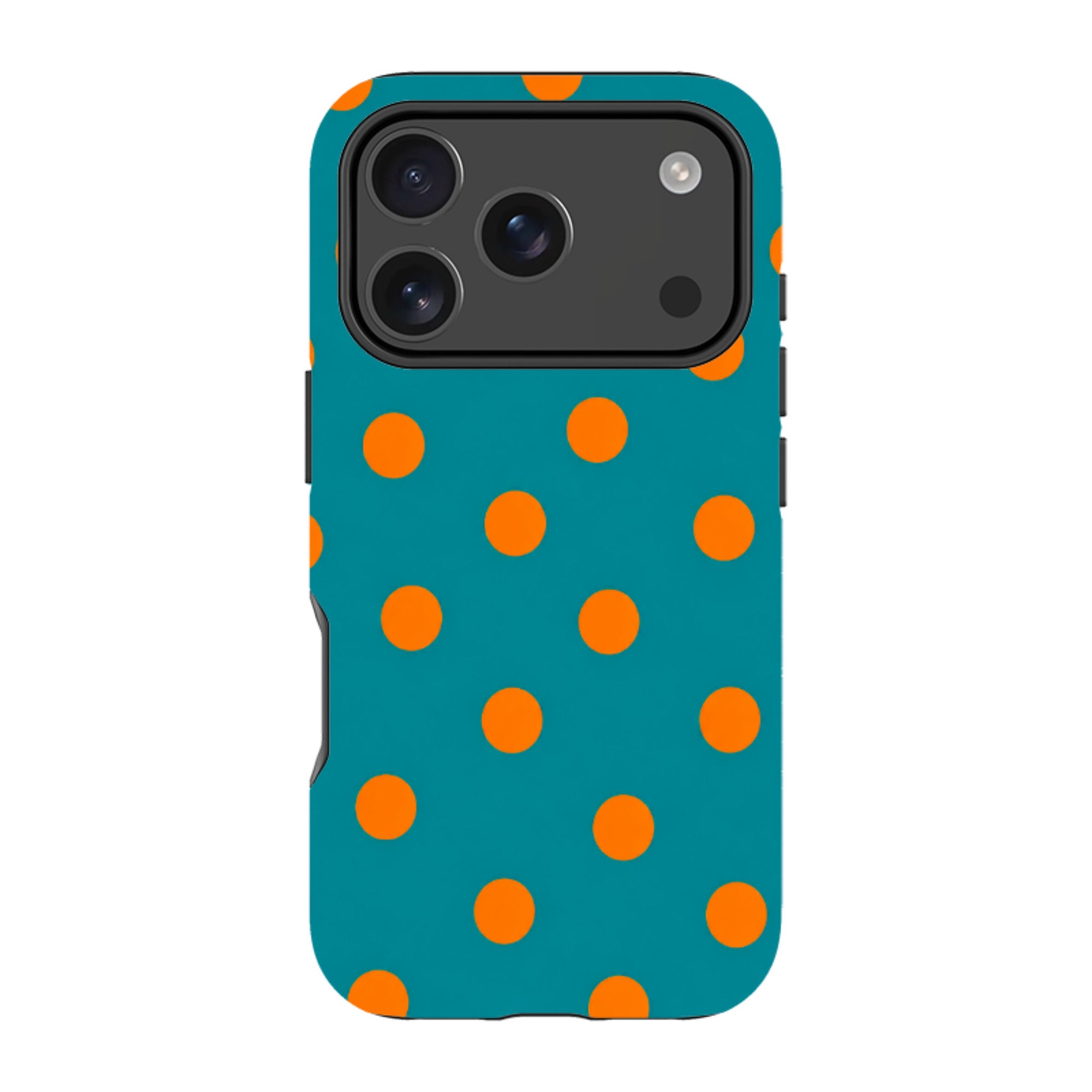 iPhone MagSafe Tough Case - Teal & Orange Polka Dot