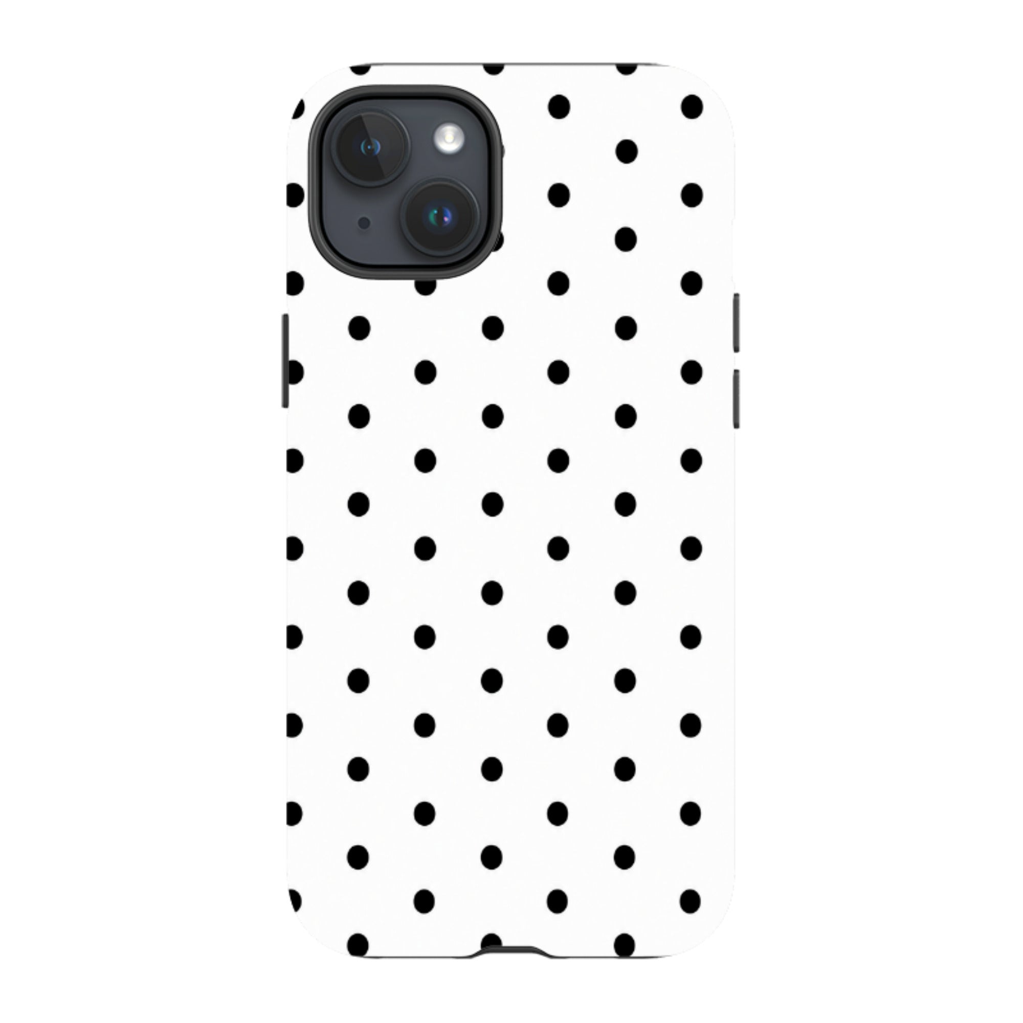 iPhone Tough Case - White & Black Polka Dot