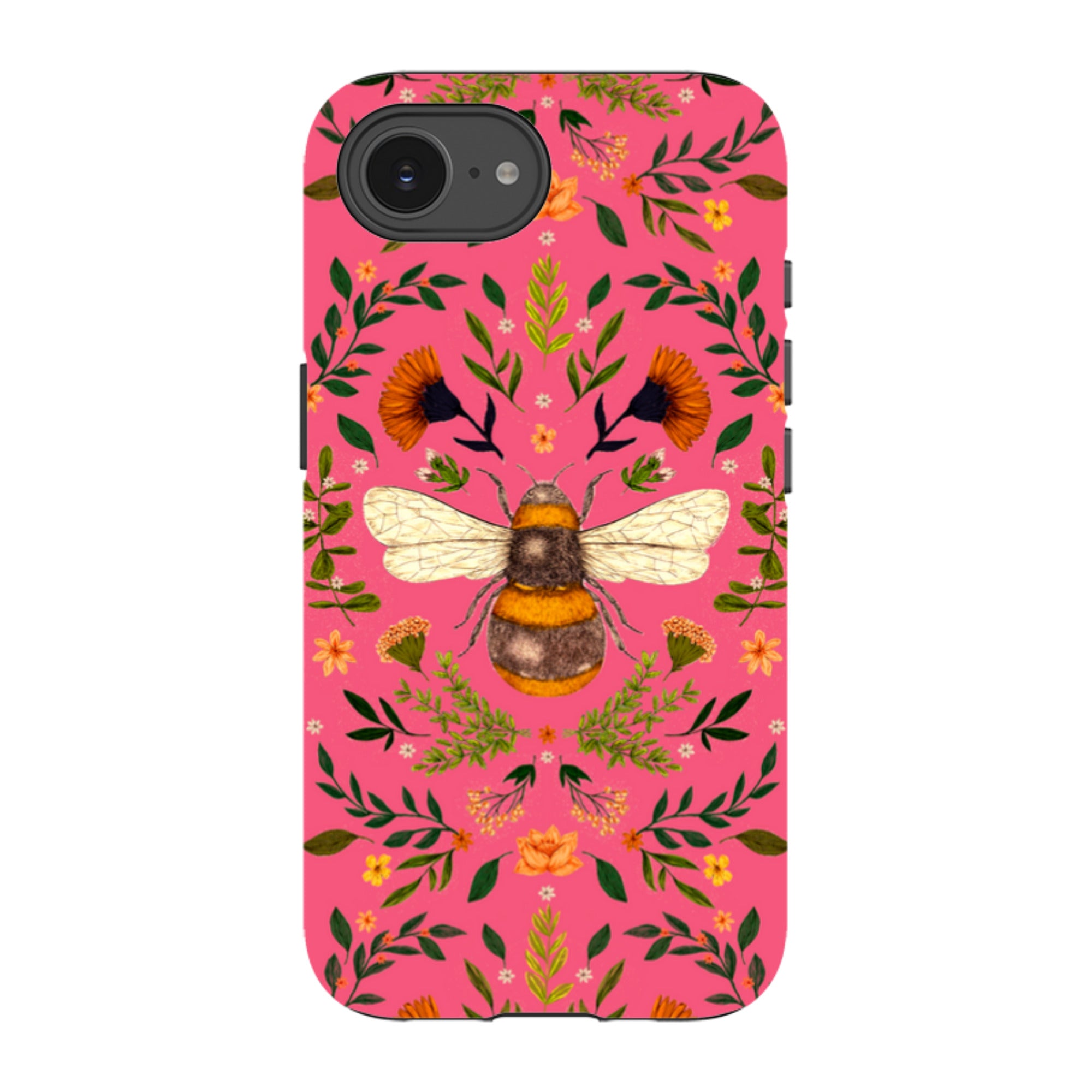 iPhone Tough Case - Botanical Bee Peach By Jade Mosinski