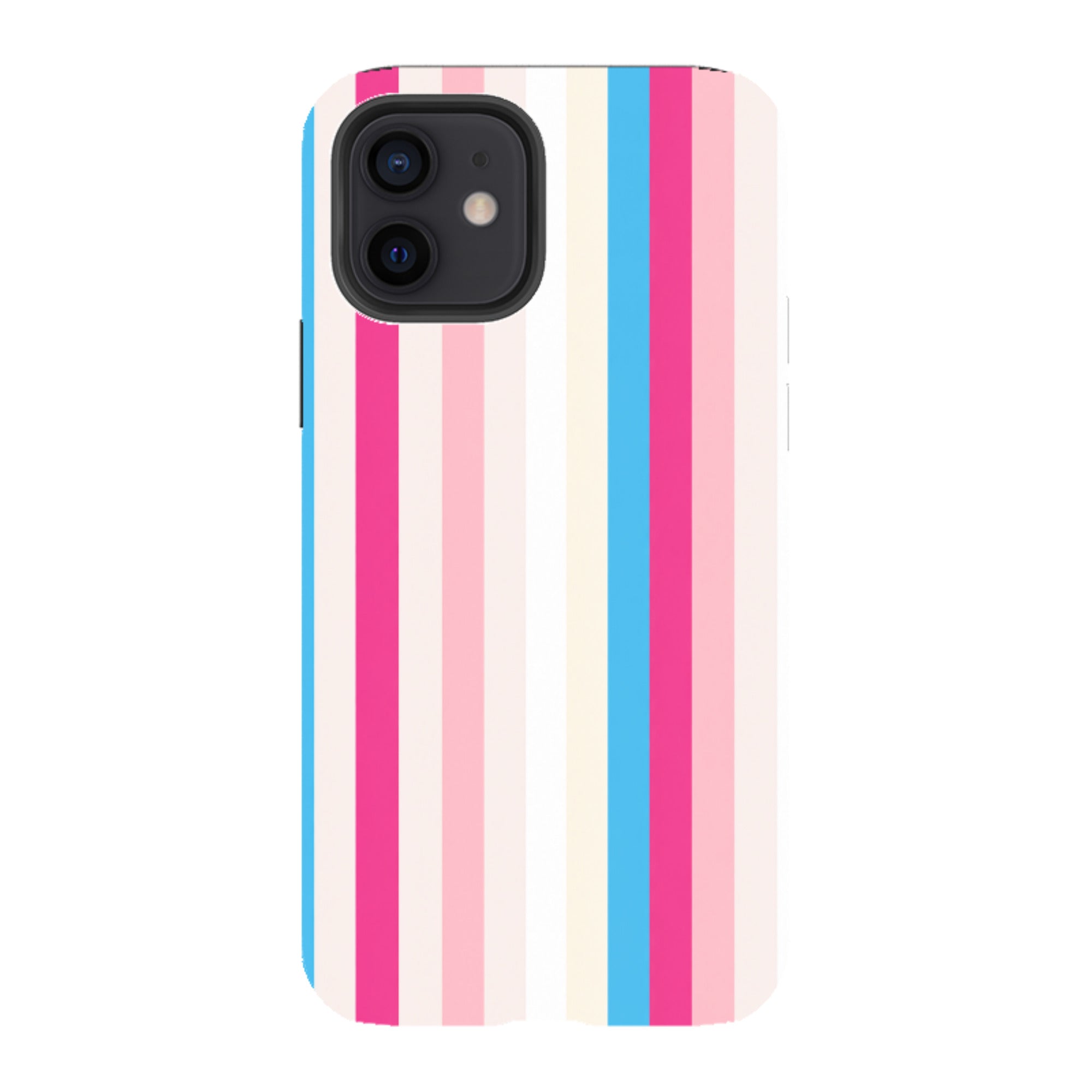 iPhone Tough Case - Pink, Blue & Cream Stripe