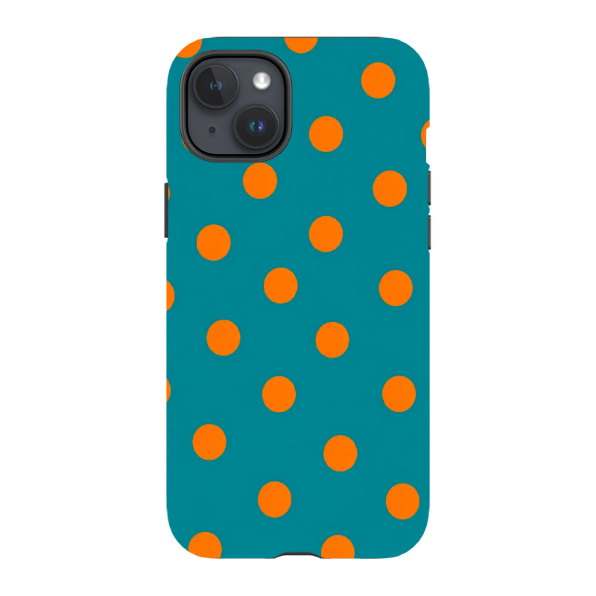 iPhone Tough Case - Teal & Orange Polka Dot