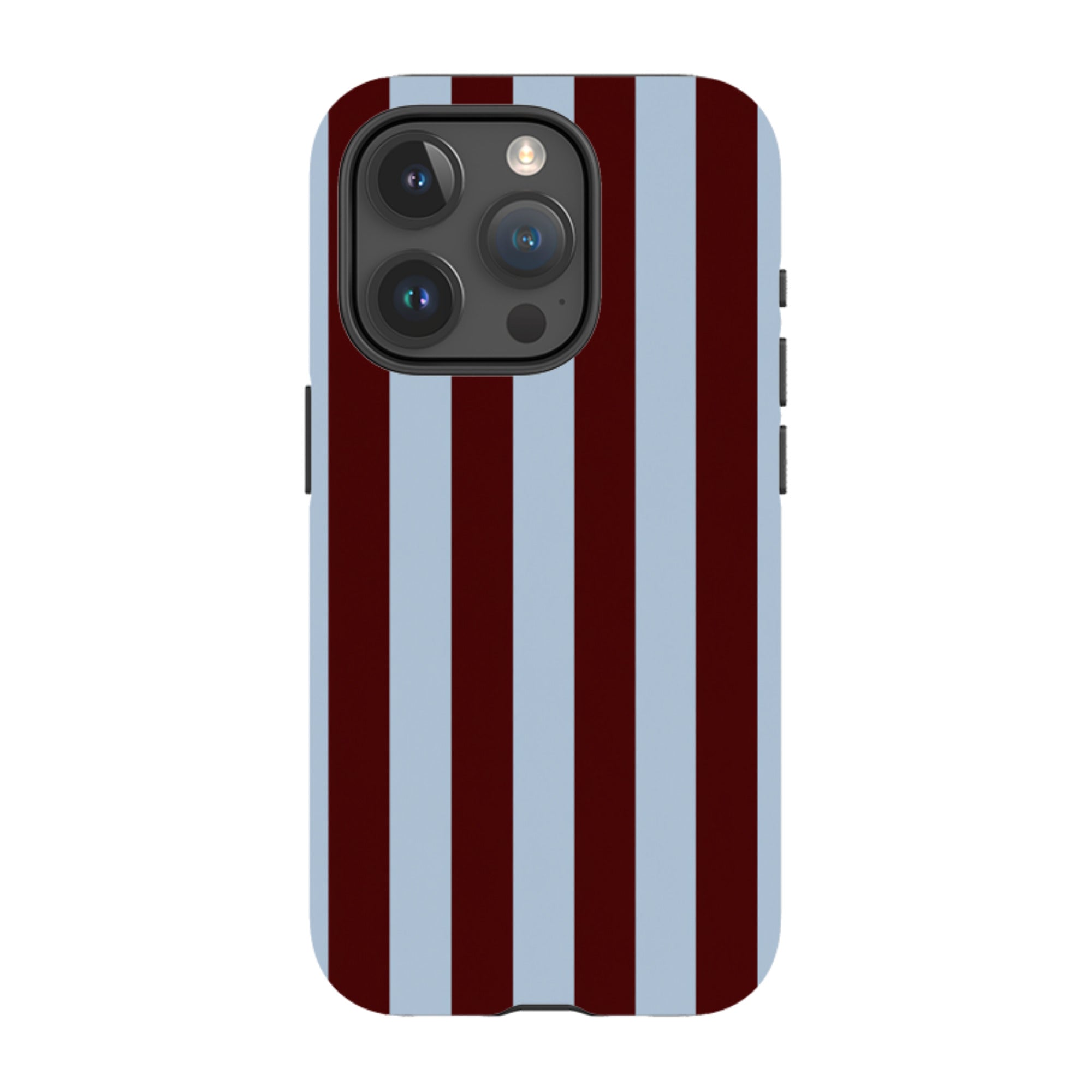 iPhone MagSafe Tough Case - Claret & Sky Blue Stripe