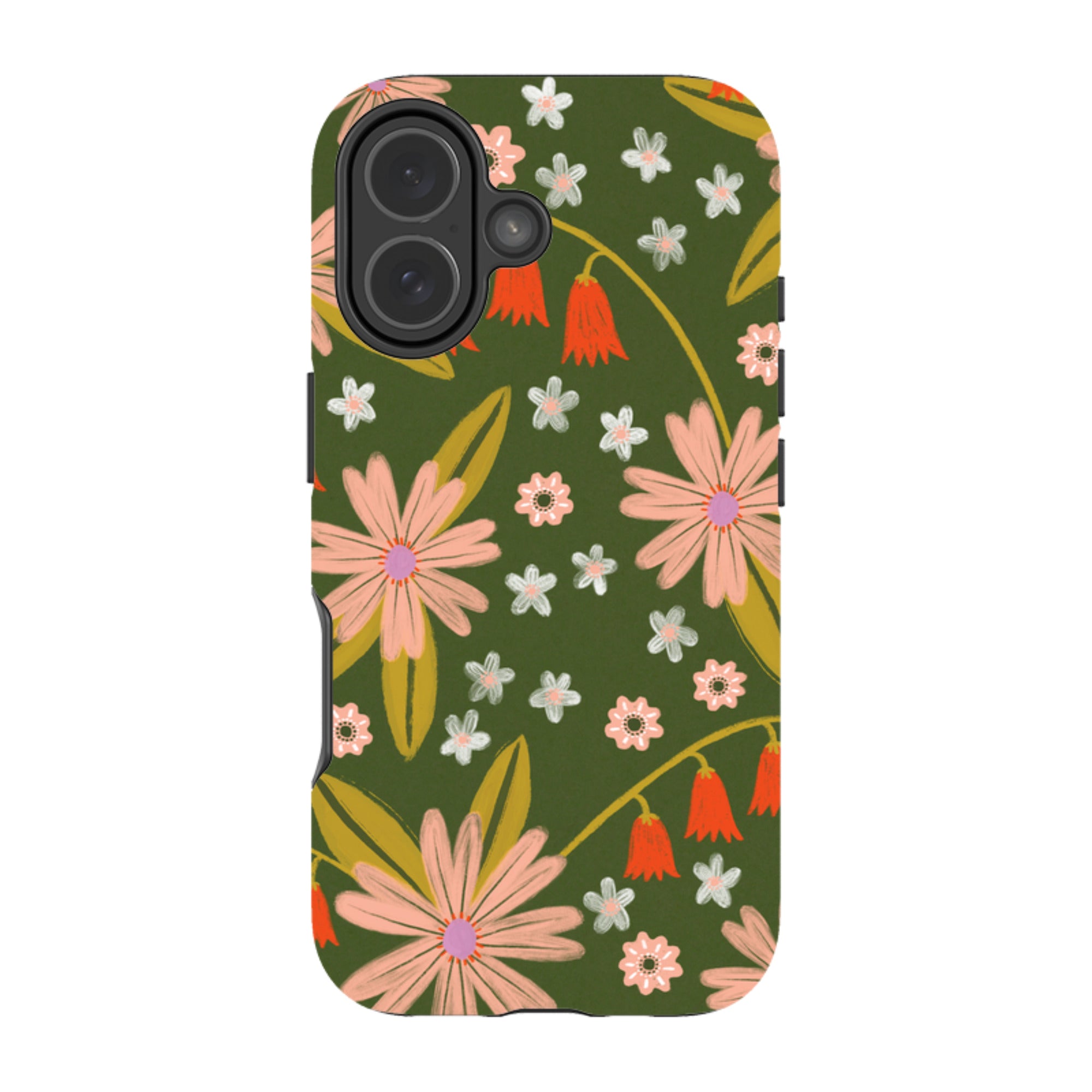 iPhone Tough Case - Red and Green Floral Pattern By Lee Foster Wilson
