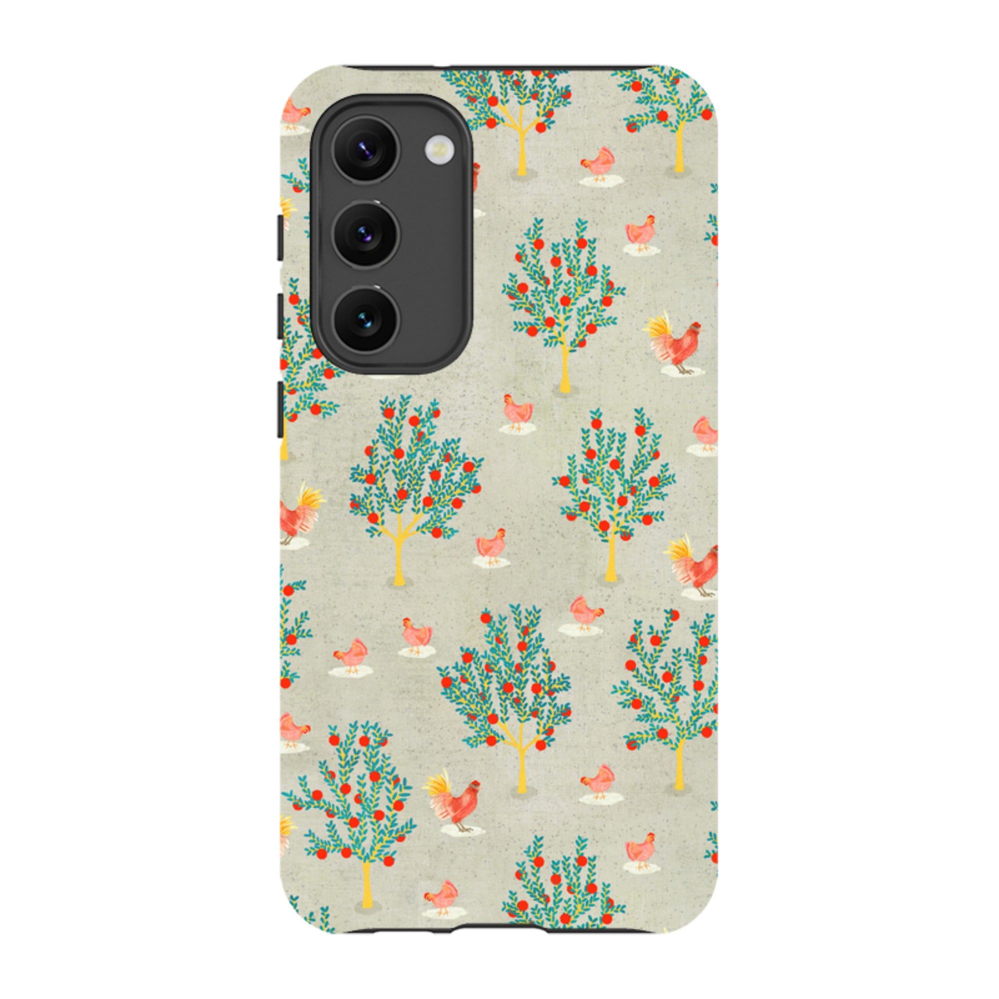 Samsung Tough Case - Apple Trees And Chickens Grey By Katherine Quinn