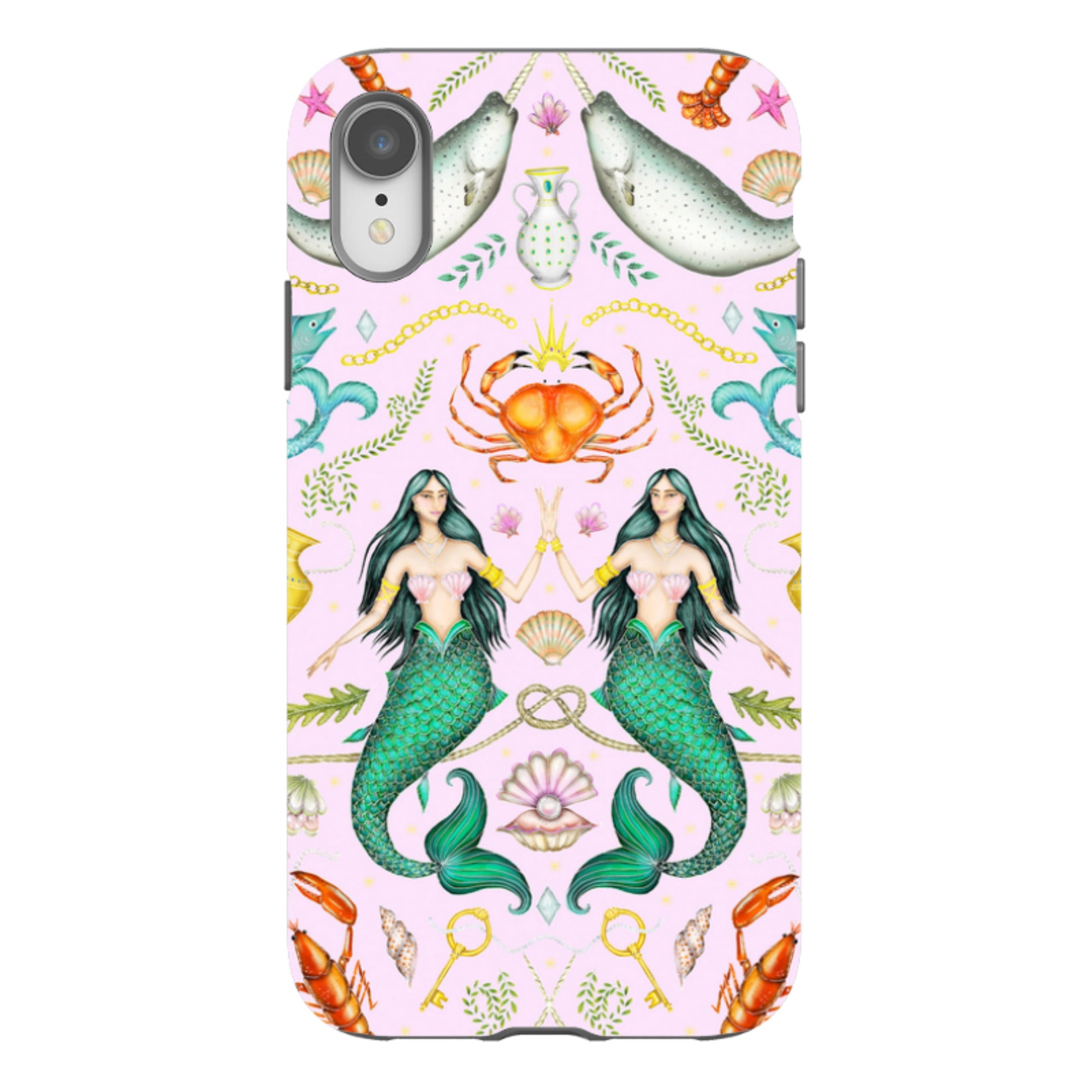 iPhone Tough Case - Tritons Treasure Pink By Catherine Rowe