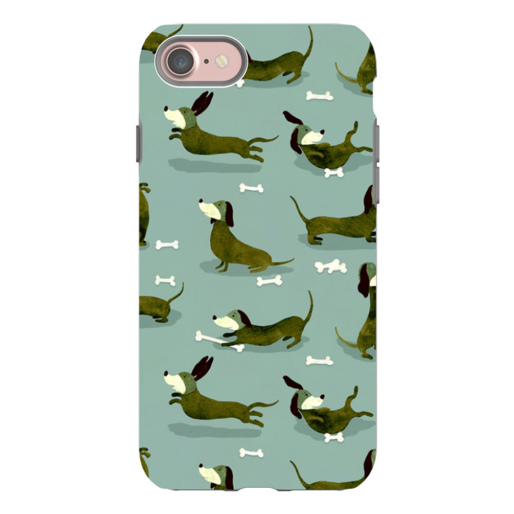 iPhone Tough Case - Dash Dogs Green By Katherine Quinn
