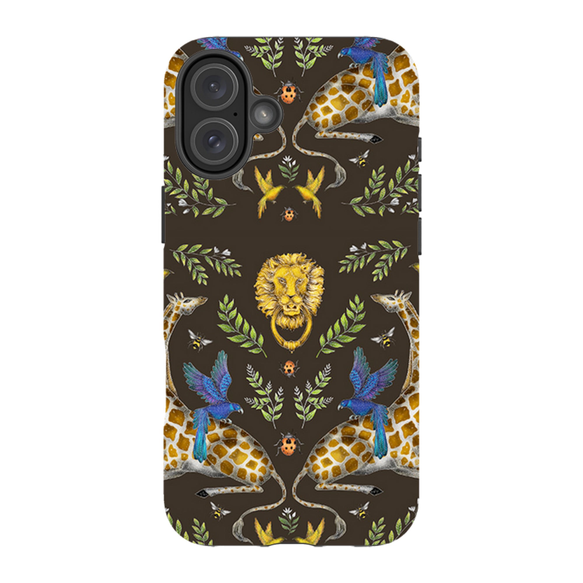 iPhone Tough Case - Giraffes Birds and Lion By Catherine Rowe