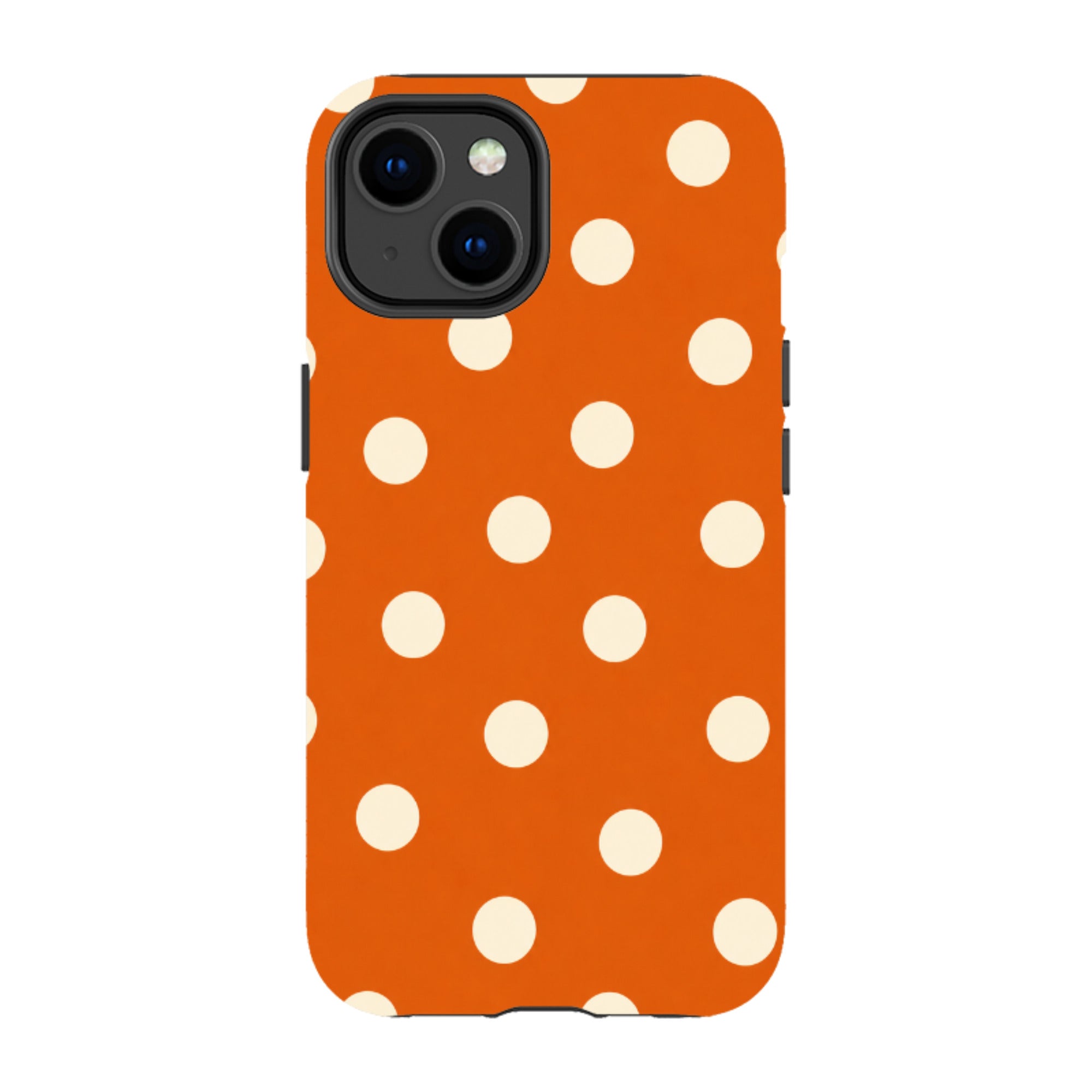 iPhone Tough Case - Orange & Cream Polka Dot