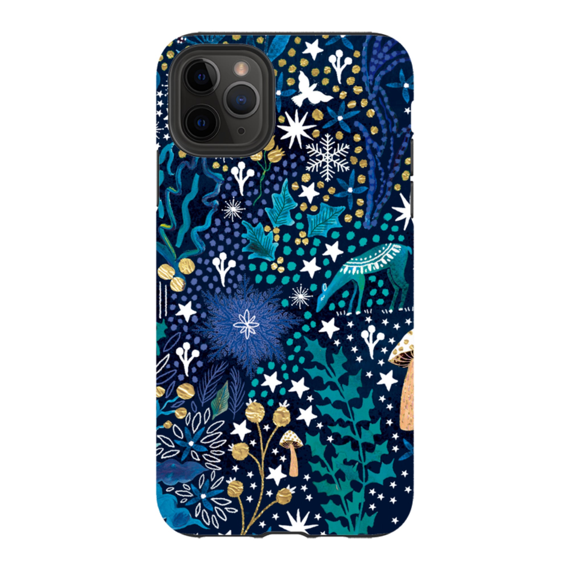 iPhone Tough Case - Winter Flowers Teal By Emma Frances Grant