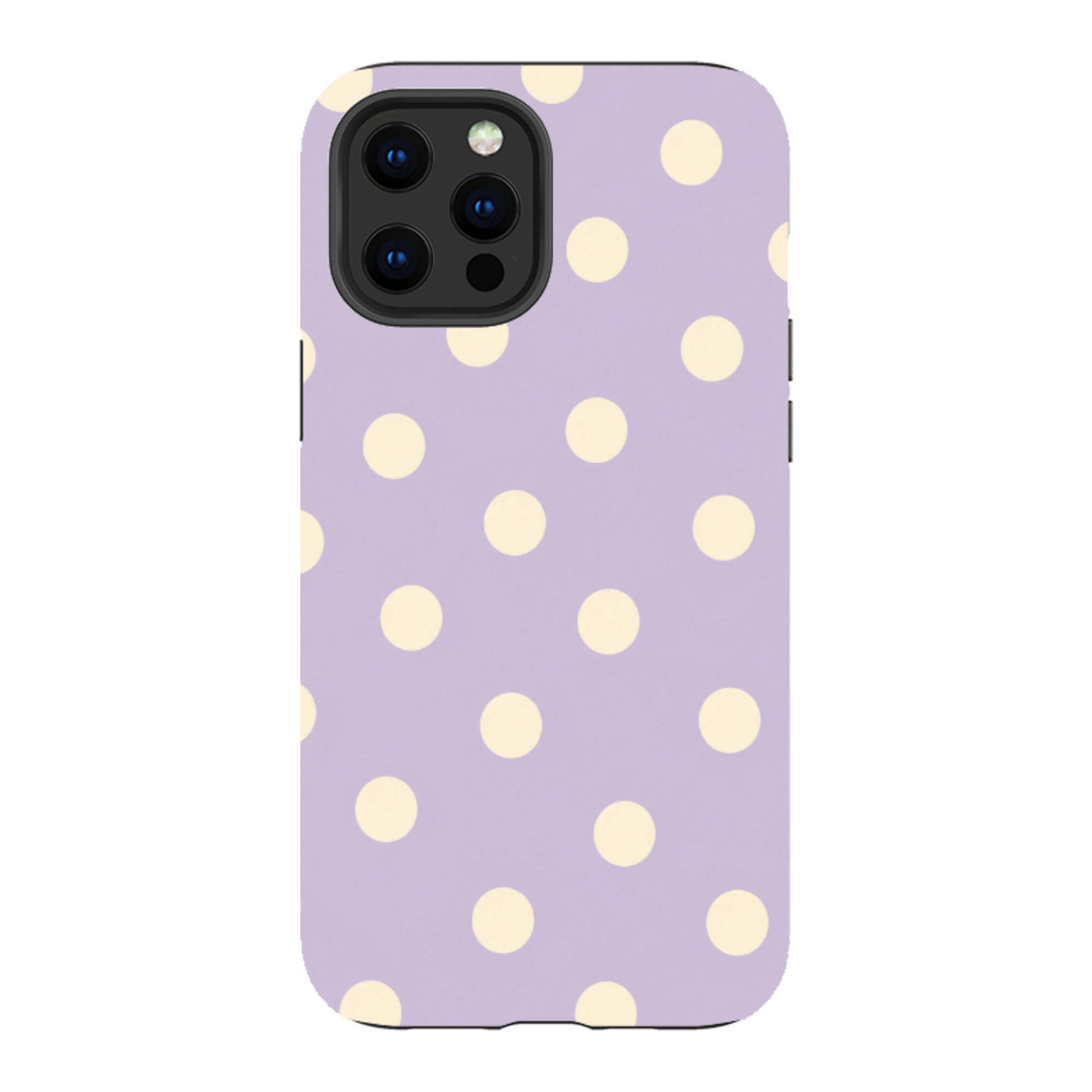 iPhone Tough Case - Pastel Purple & Cream Polka Dot