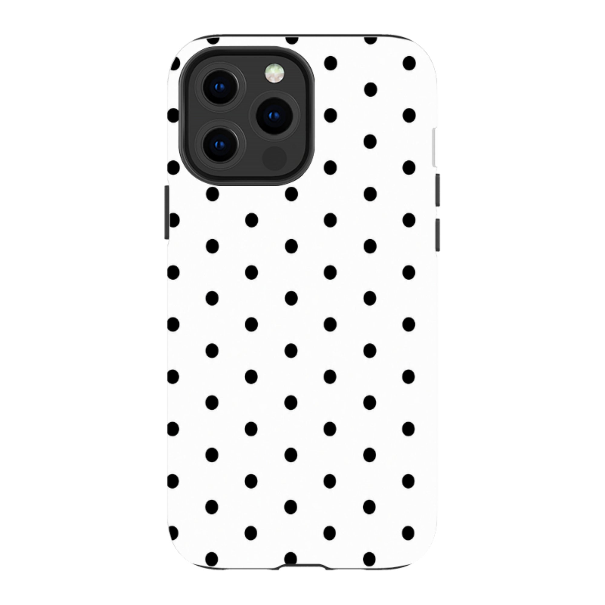 iPhone Tough Case - White & Black Polka Dot