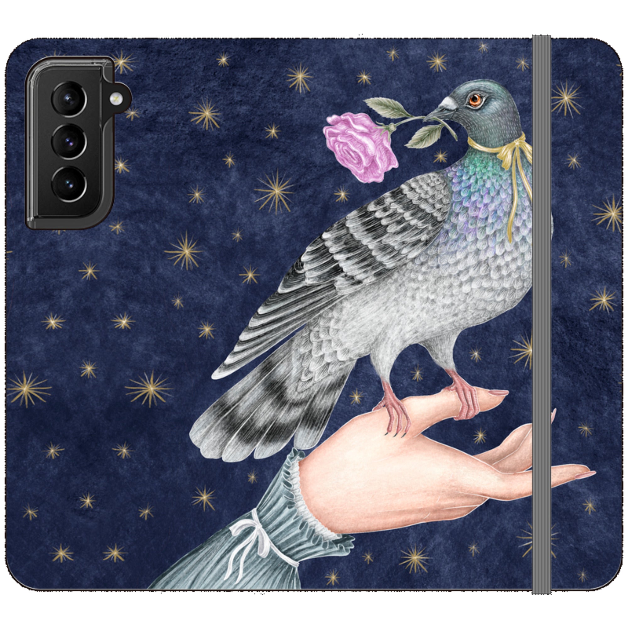 Pigeon With Rose Wallet Case By Catherine Rowe