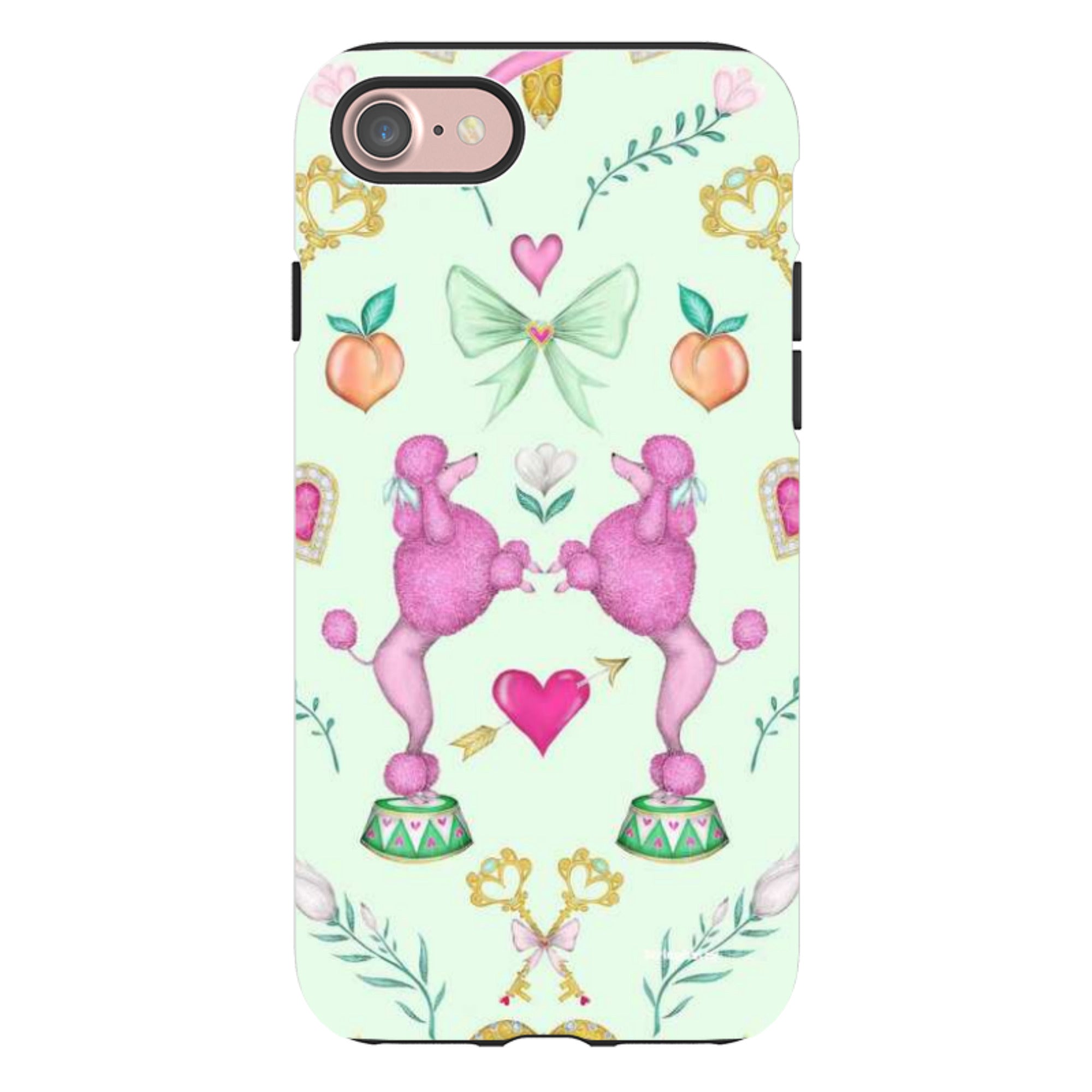 iPhone Tough Case - Pink Poodle Parlour Mint By Catherine Rowe