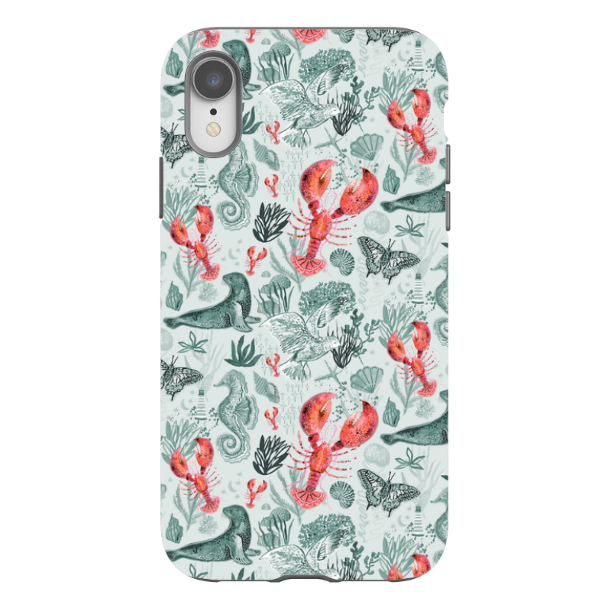 iPhone Case - Teal Seals and Lovely Lobsters By Emma Frances Grant