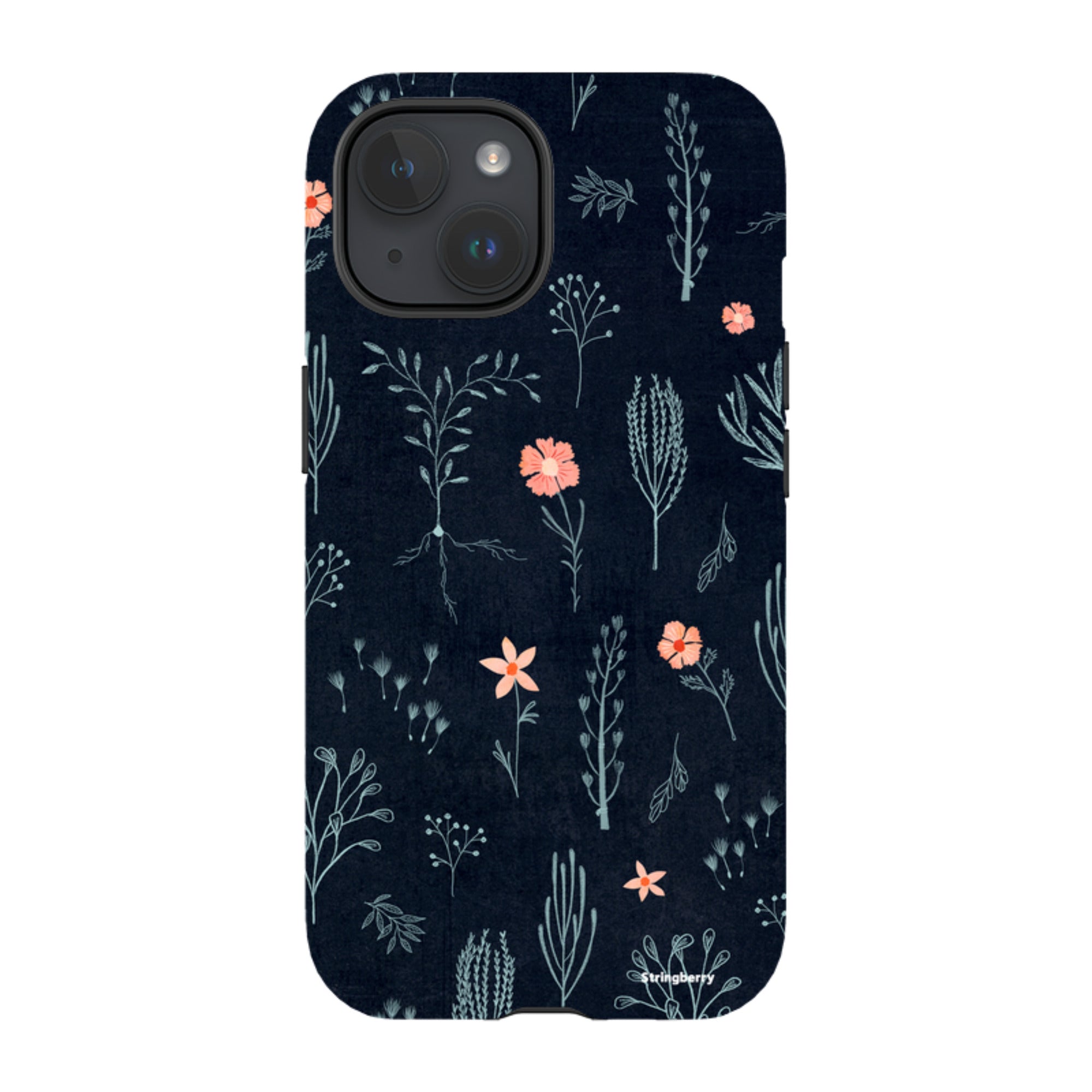 iPhone MagSafe Tough Case - Floral Light Blue and Pink By Katherine Quinn