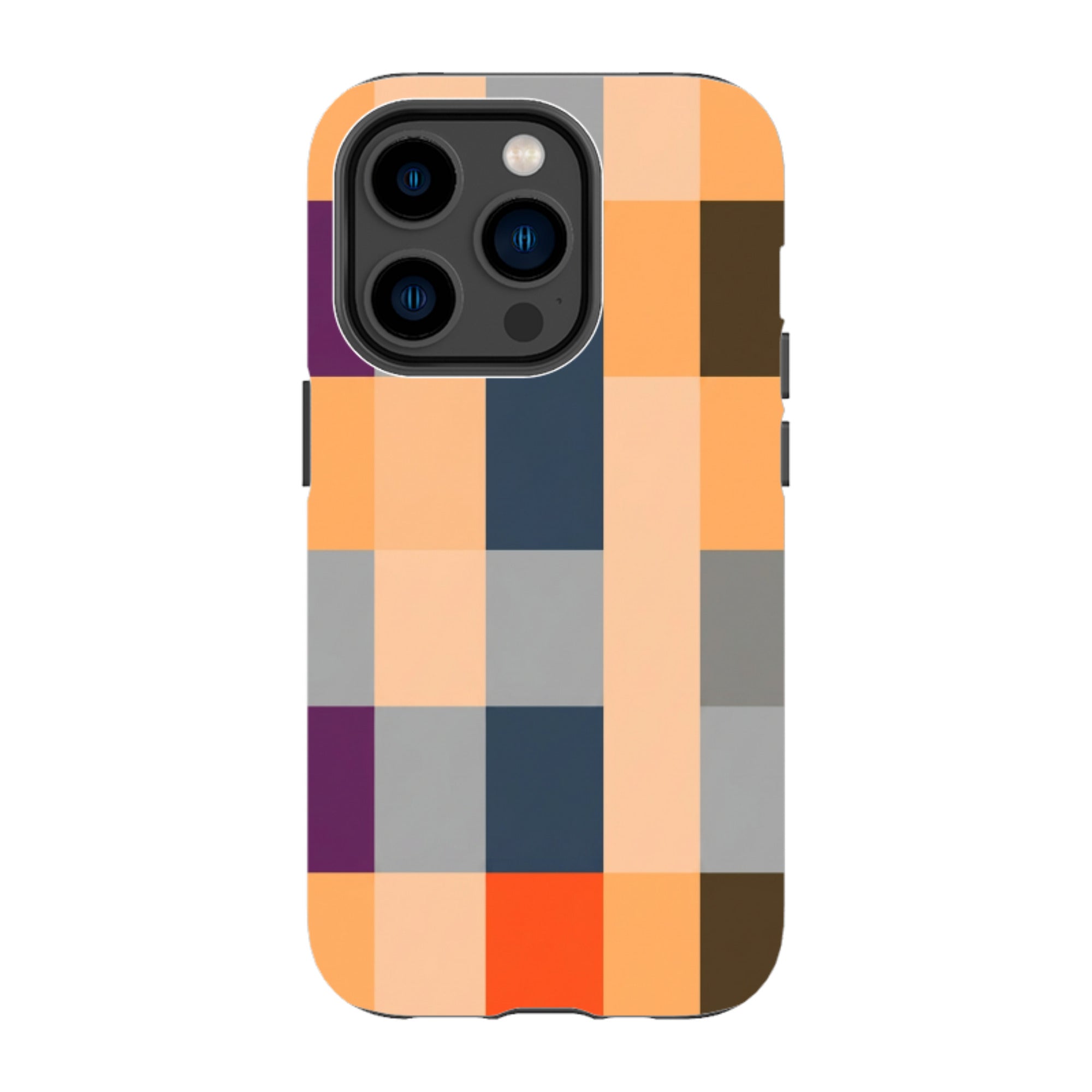 iPhone Tough Case - Orange and Purple Plaid