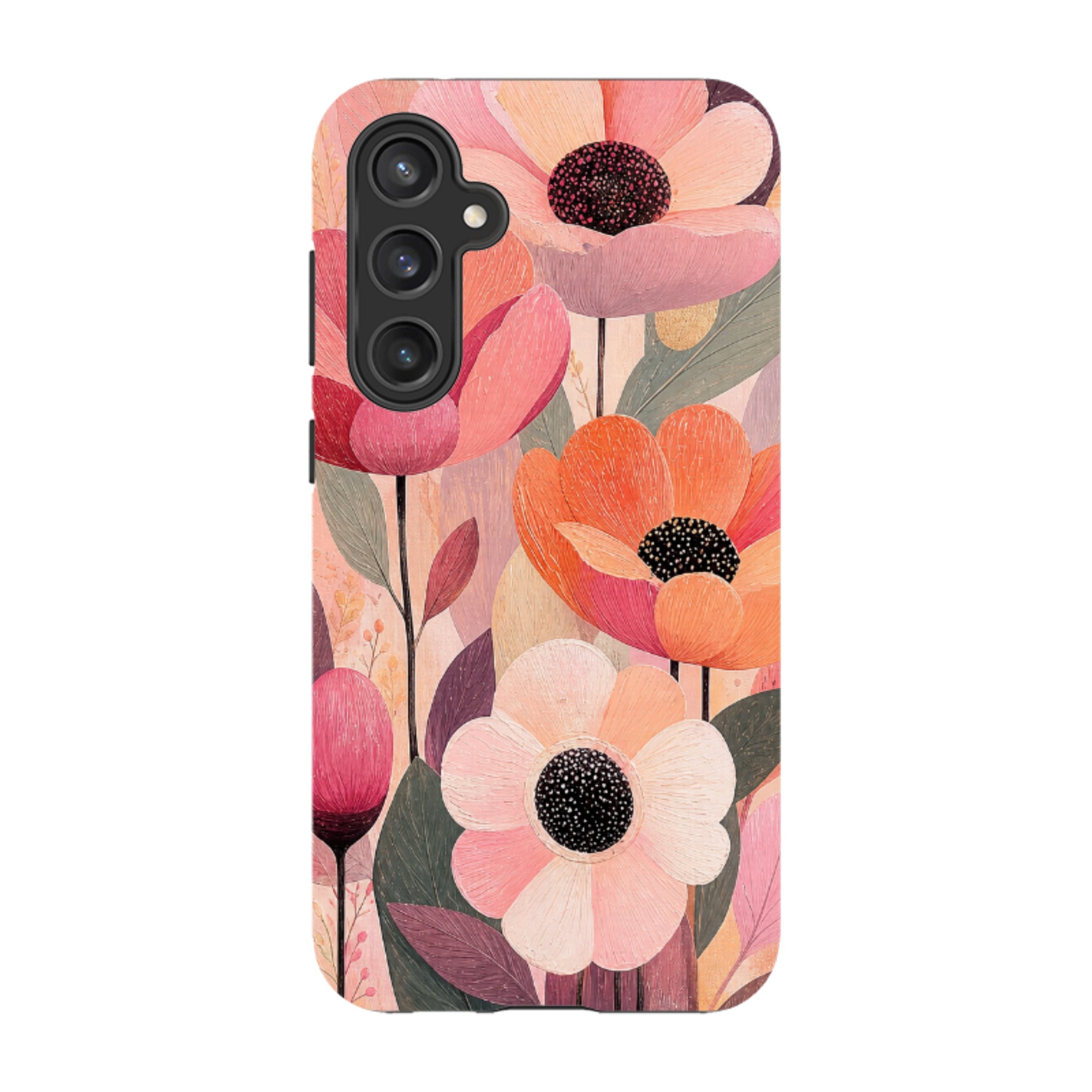 Samsung Tough Case - Peach Woodgrain Floral