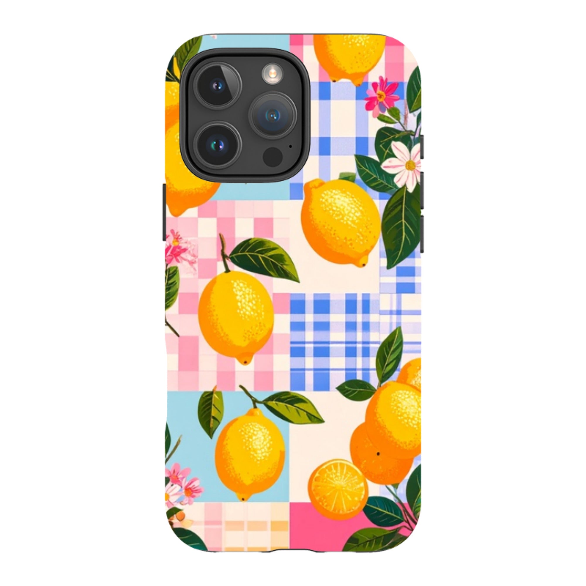 iPhone Tough Case - Lemons and Checks