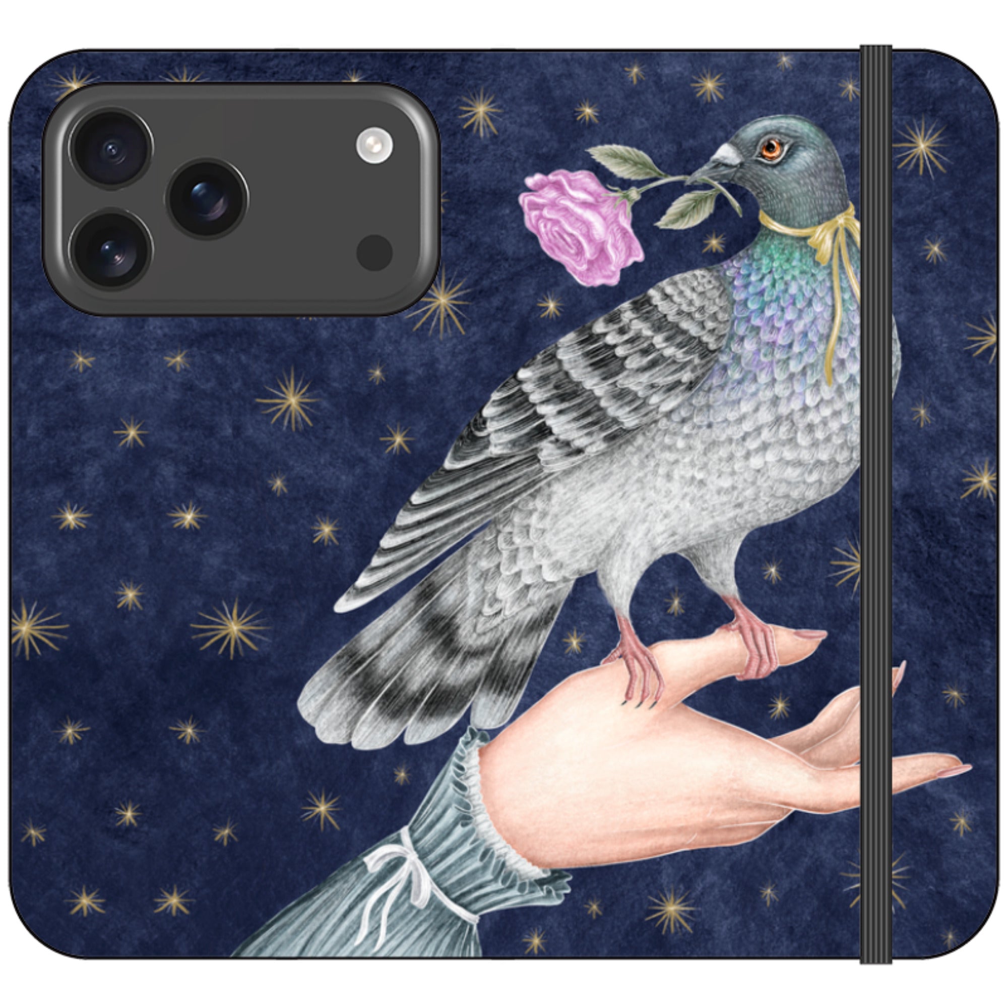 Pigeon With Rose Wallet Case By Catherine Rowe