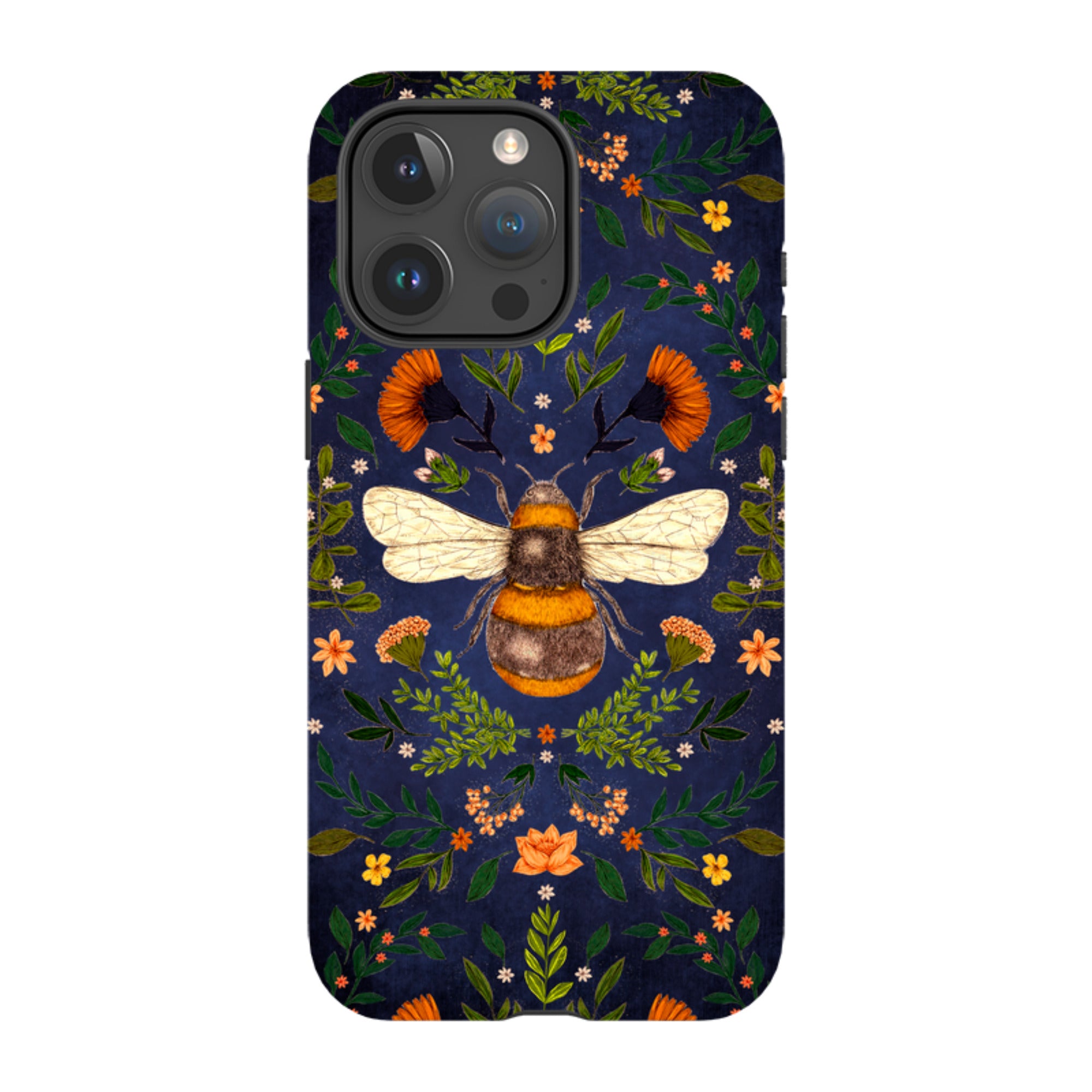 iPhone Tough Case - Botanical Bee Blue By Jade Mosinski