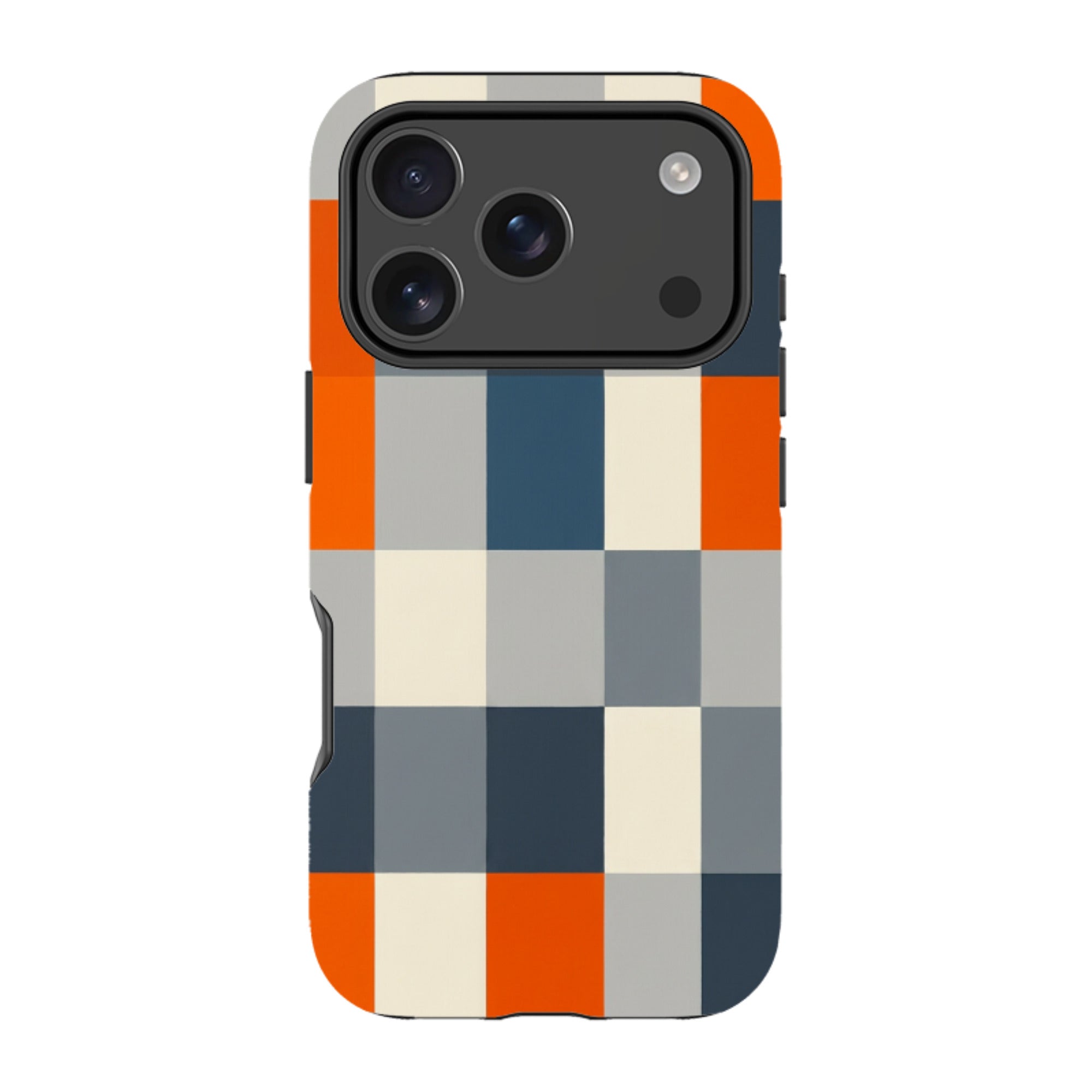 iPhone Tough Case - Navy Blue & Orange Plaid