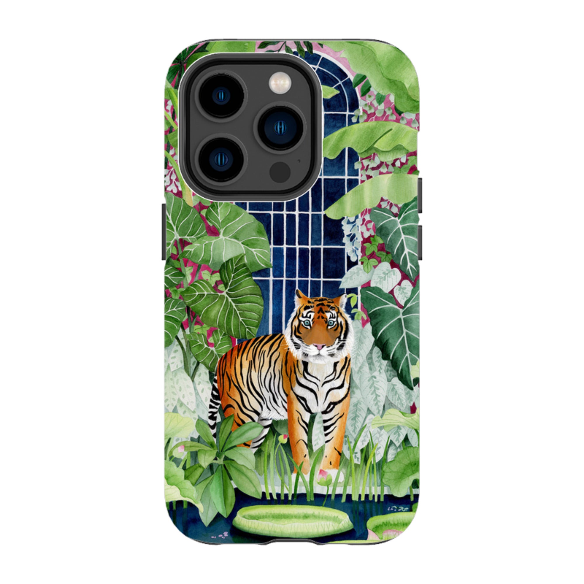 iPhone MagSafe Tough Case - Green House Tiger By Bex Parkin