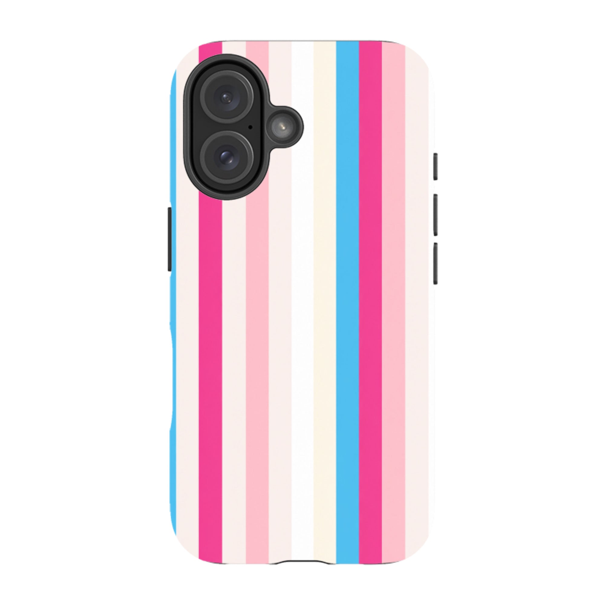 iPhone Tough Case - Pink, Blue & Cream Stripe