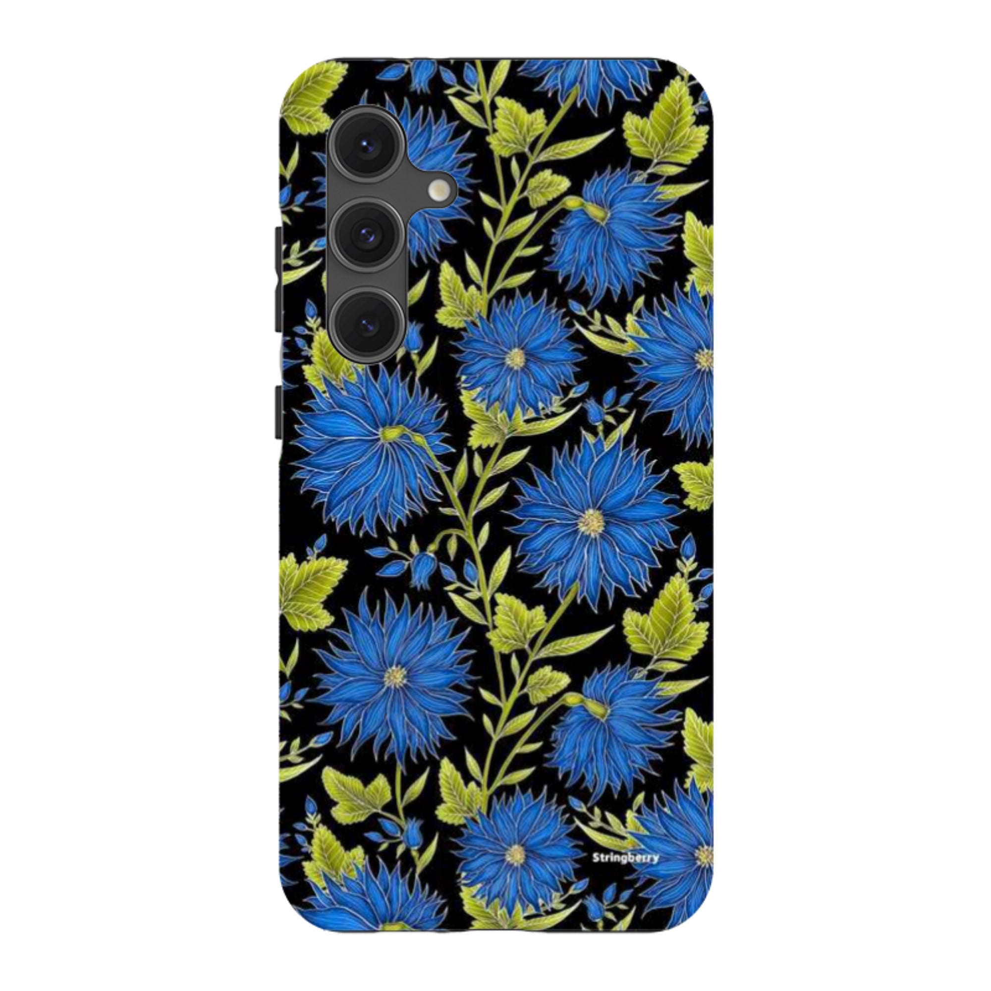Samsung Tough Case - Blue Flowers Black By Catherine Rowe