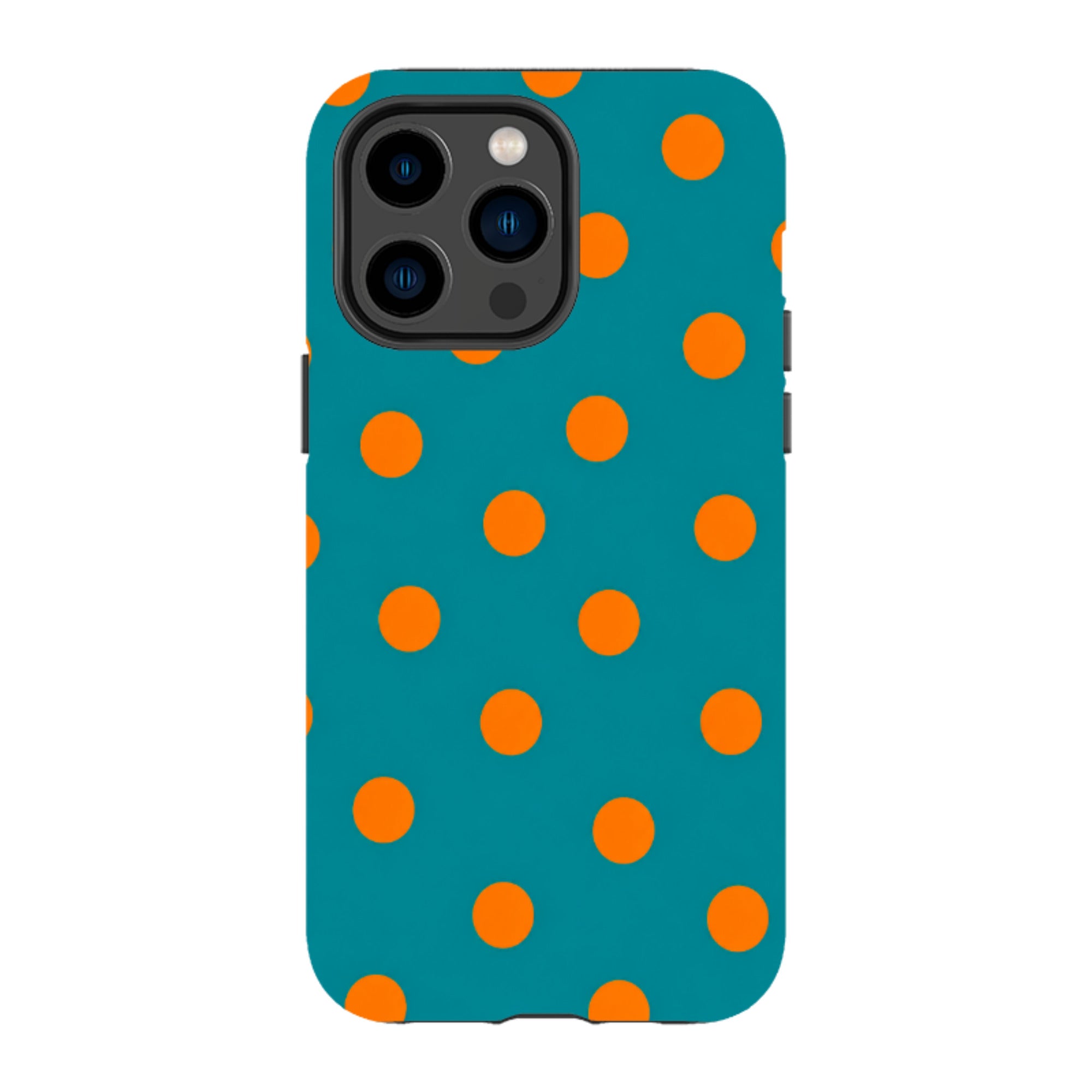 iPhone Tough Case - Teal & Orange Polka Dot