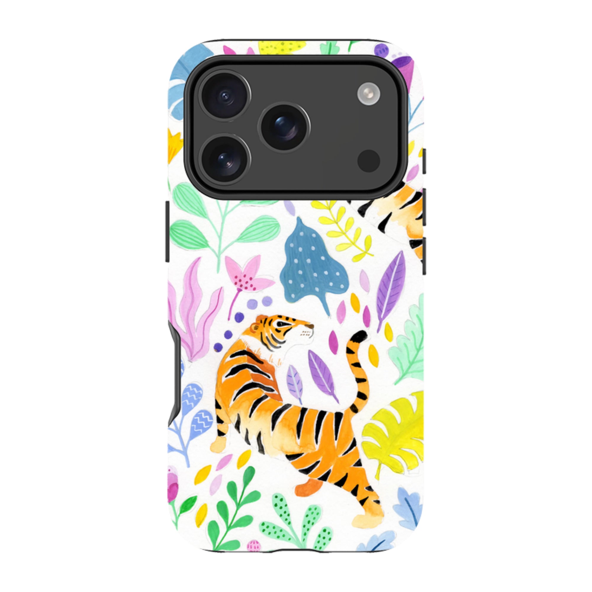 iPhone Tough Case - Tigers And Flowers By Bex Parkin