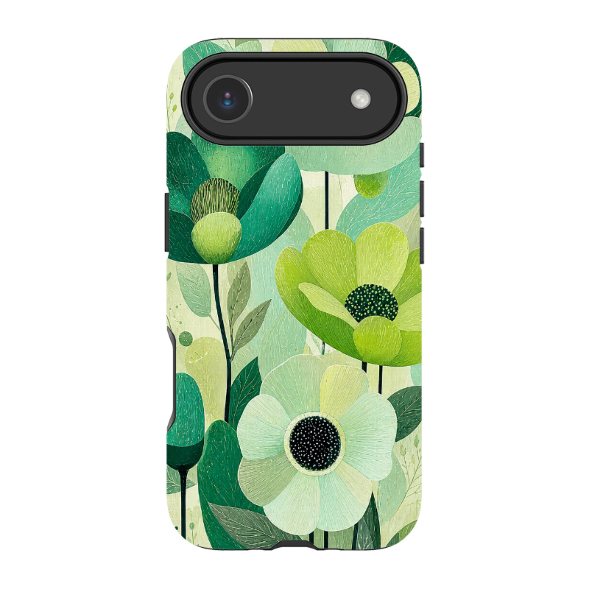 iPhone MagSafe Tough Case - Mint Woodgrain Floral