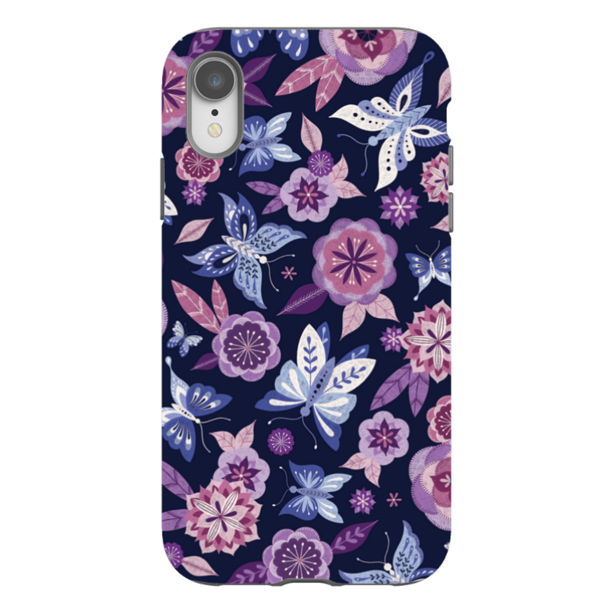 iPhone Tough Case - Butterfly Blooms Navy By Jenny Zemanek